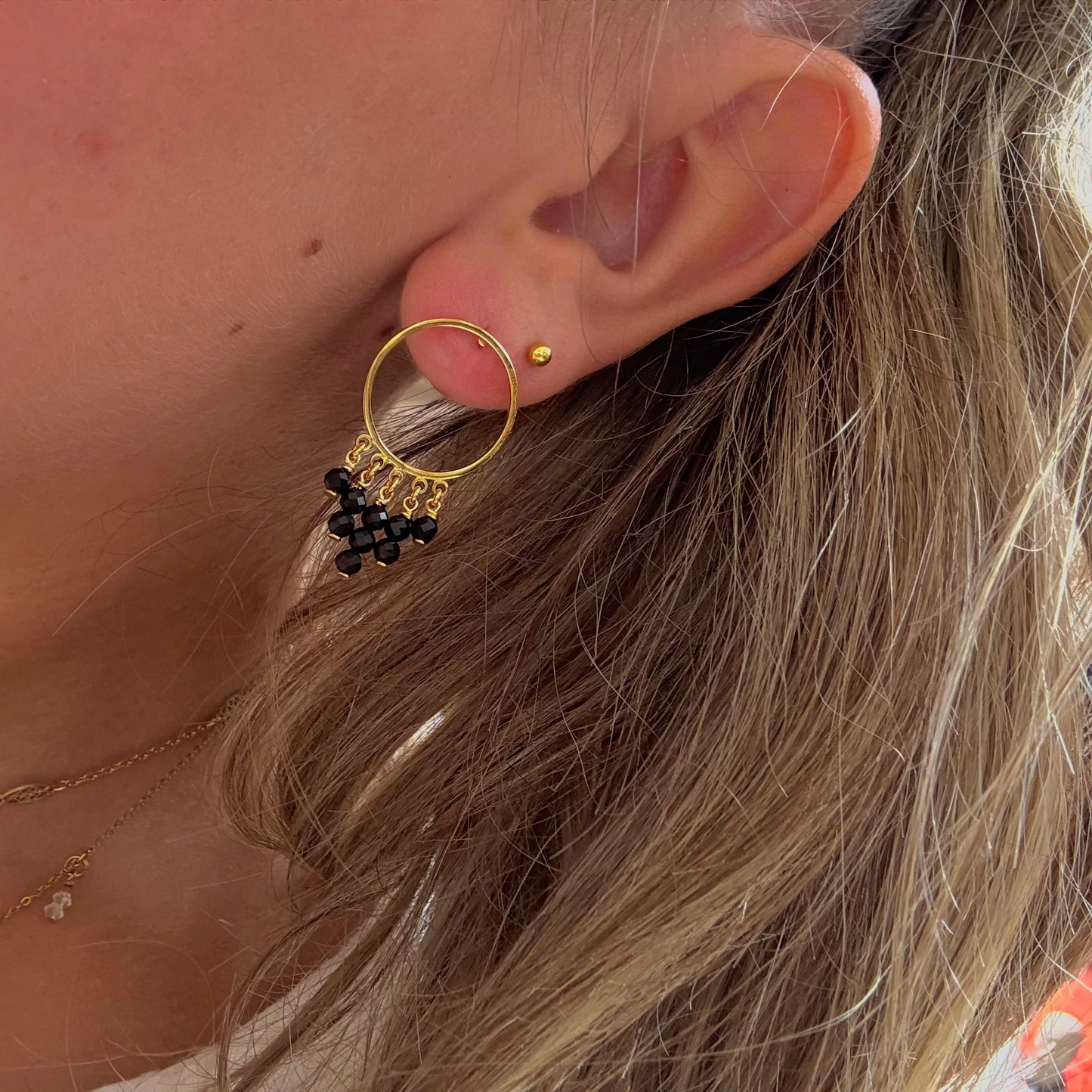 Boucles D'Oreilles Cercle Intemporel Pierre naturelle