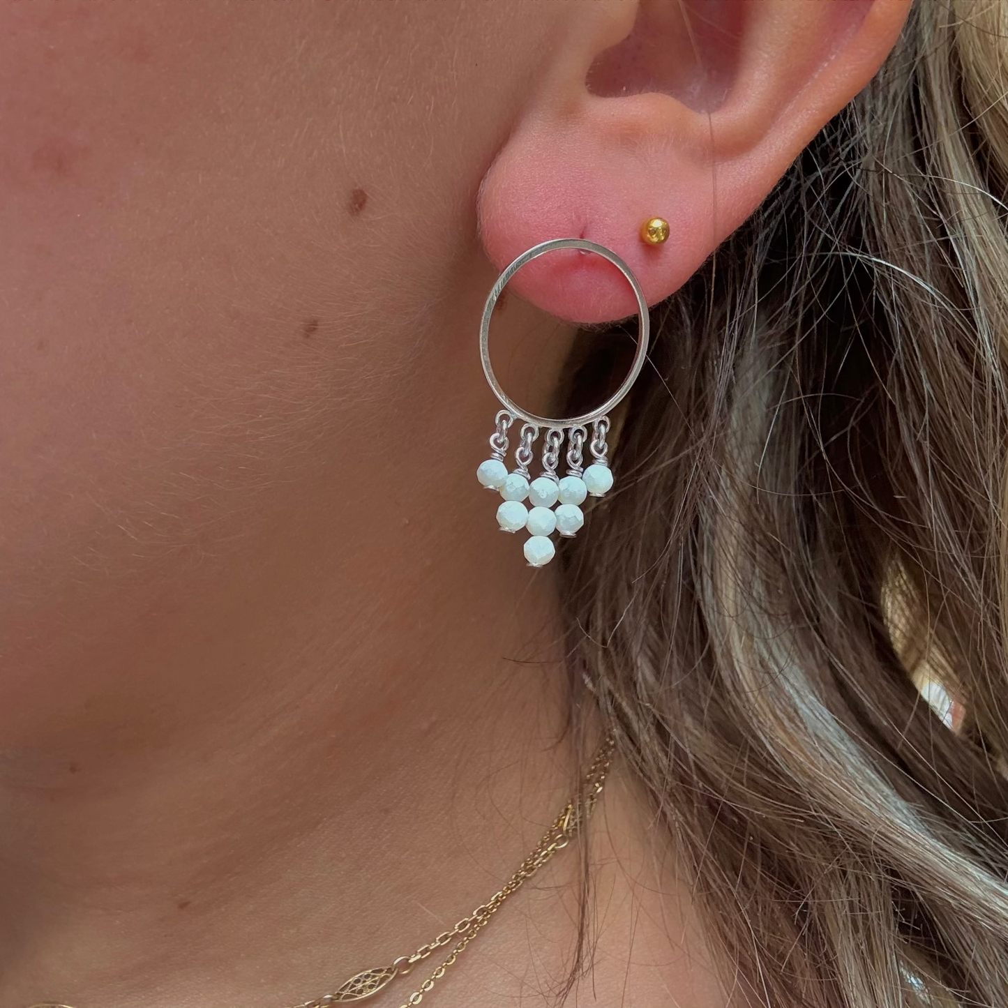 Boucles D'Oreilles Cercle Intemporel Pierre naturelle