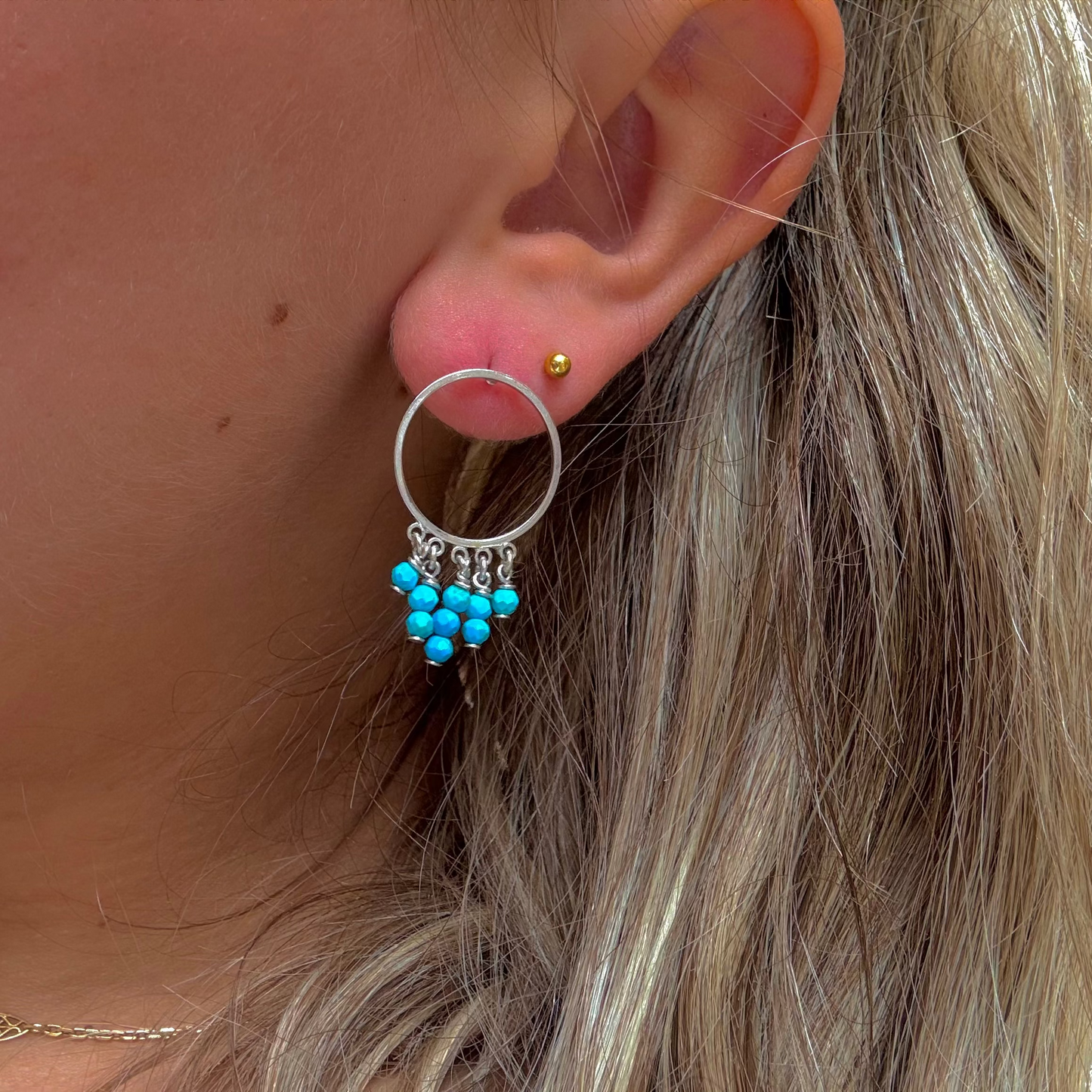 Boucles D'Oreilles Cercle Intemporel Pierre naturelle