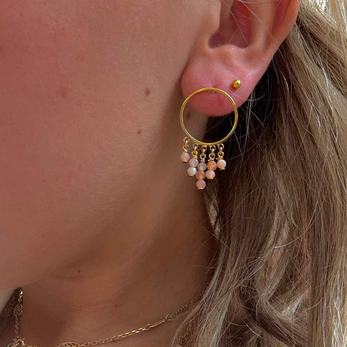 Boucles D'Oreilles Cercle Intemporel Pierre naturelle