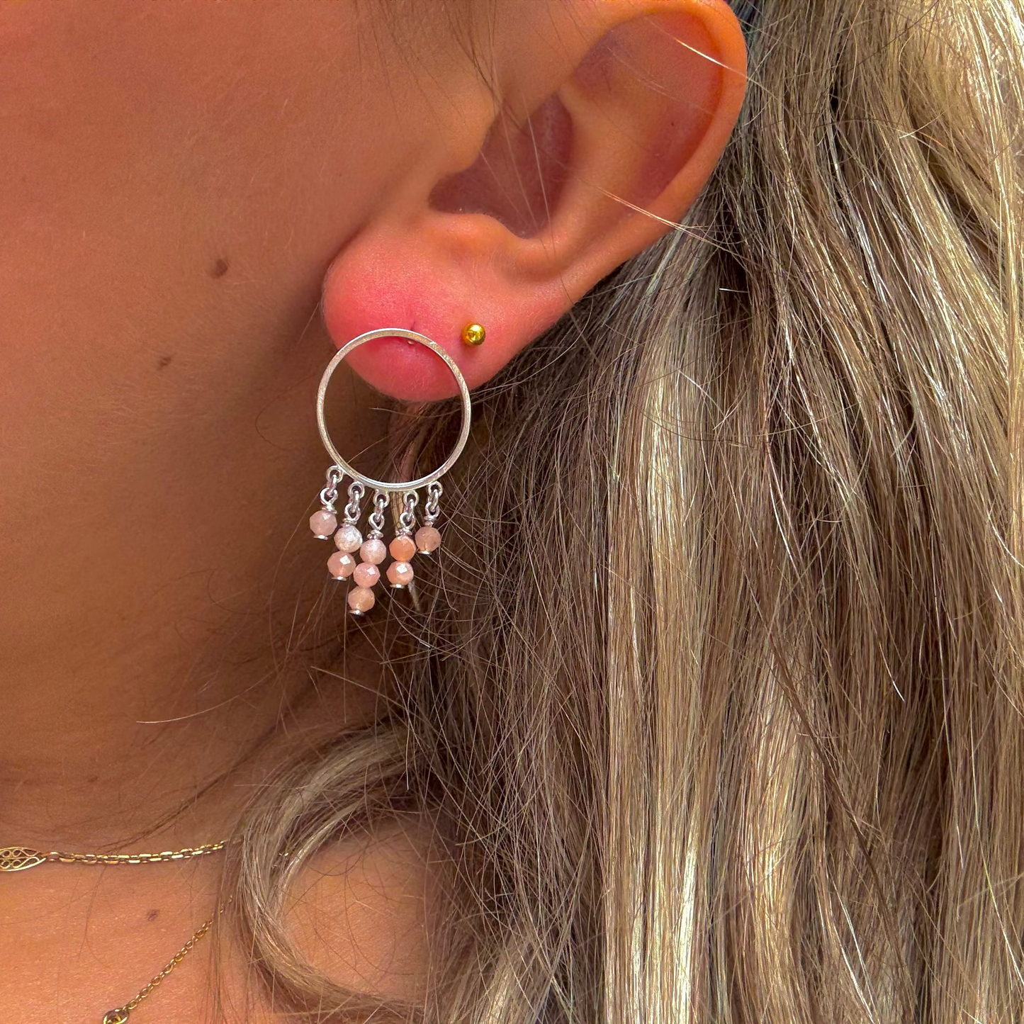 Boucles D'Oreilles Cercle Intemporel Pierre naturelle