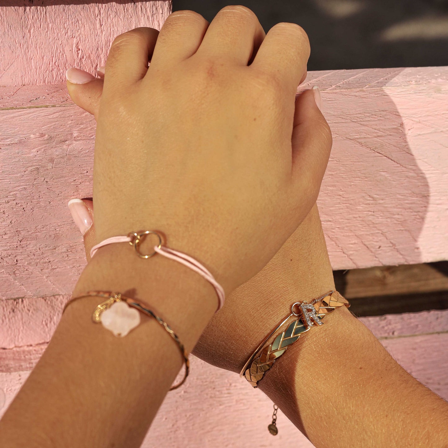 Bracelet cordon anneaux entrelacés petit modèle - OR
