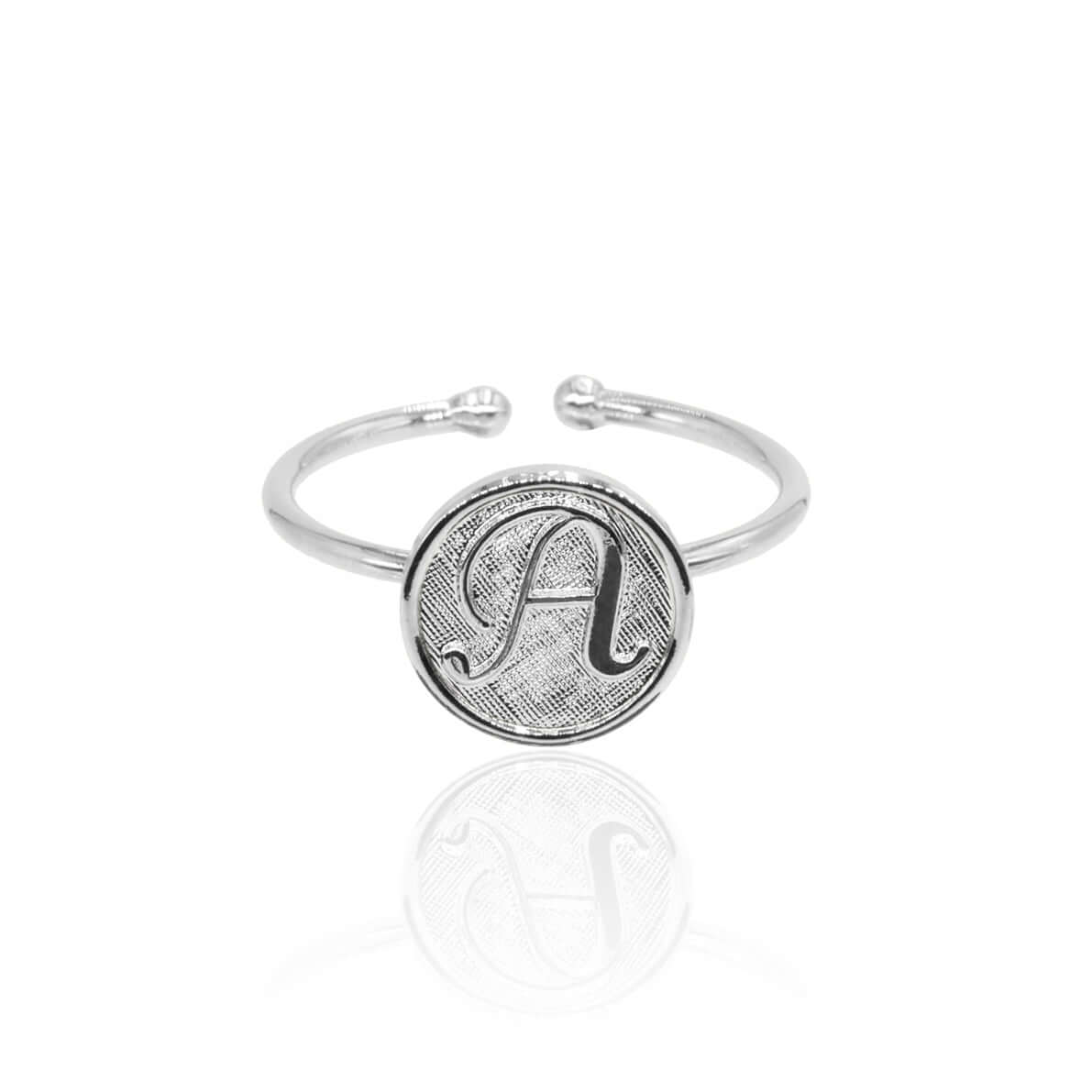 Bague initiale lettre A plaqué argent