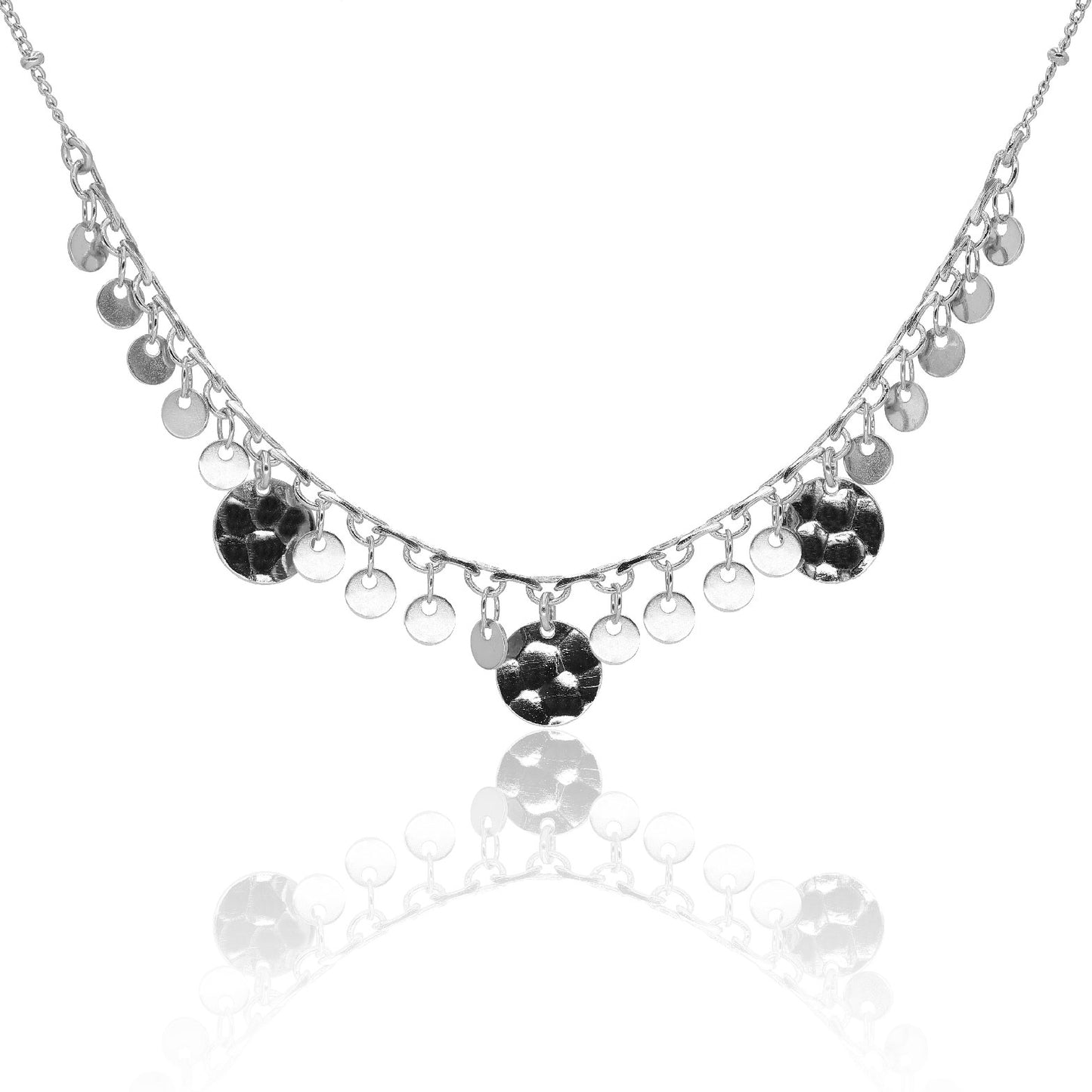 Collier chaine fine pampilles martelée Paloma
