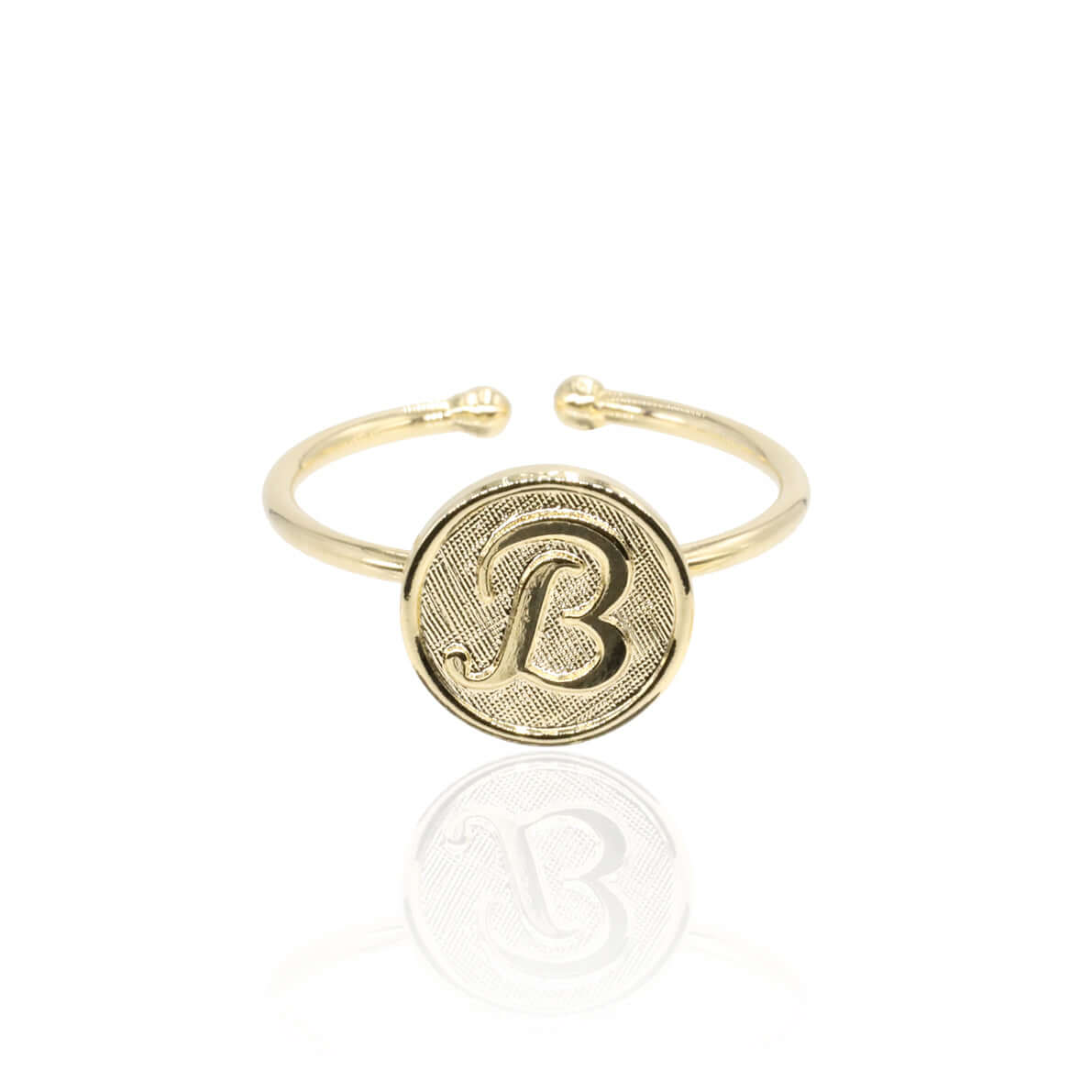 Bague initiale lettre B plaqué or