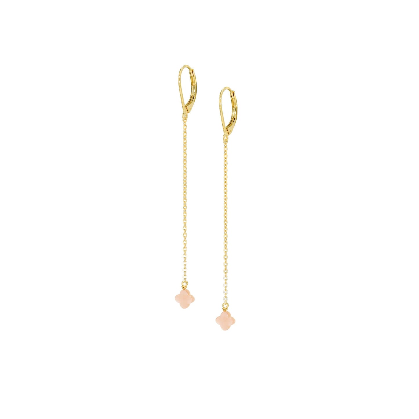 boucle chaine doré nacre rose trèfle