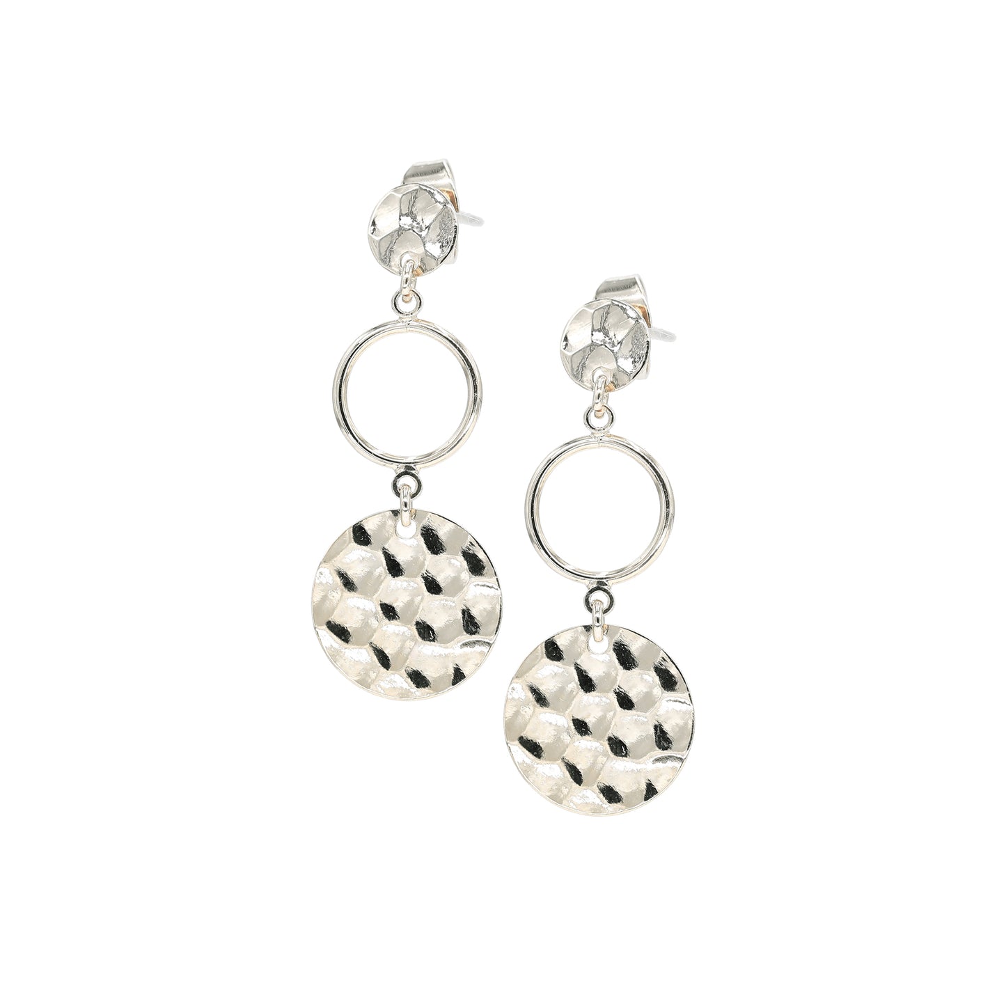 boucle double rond martelé argent