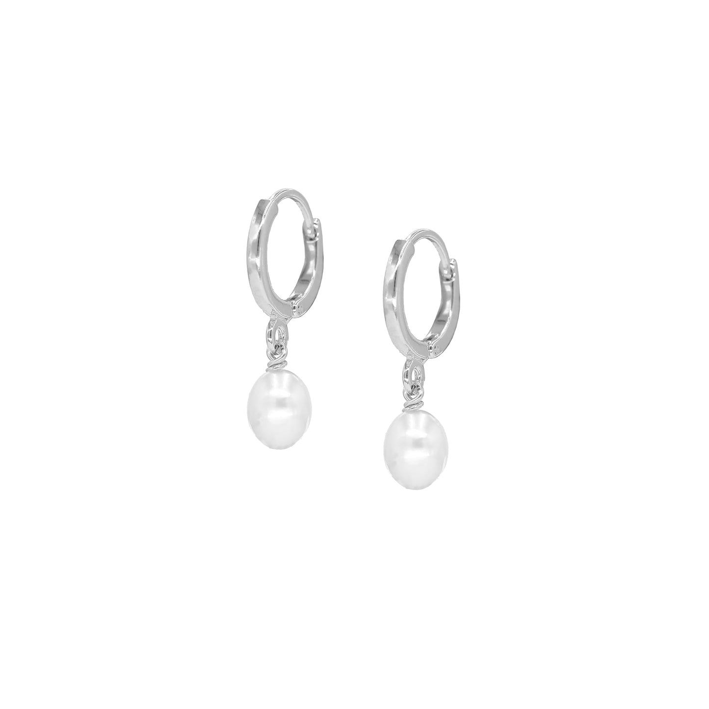 petites créoles argent perle de culture blanche