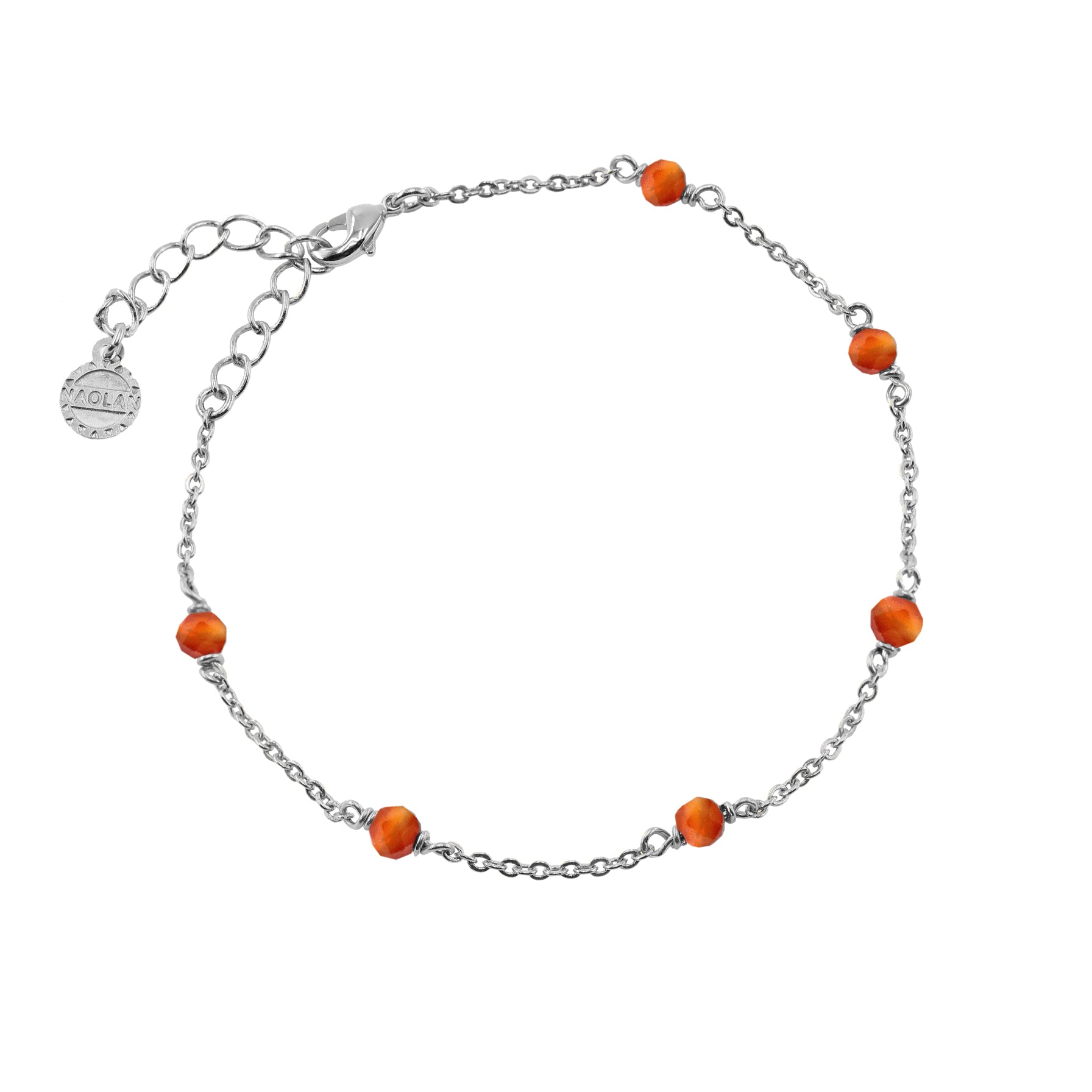 Bracelet ajustable argent pierre cornaline
