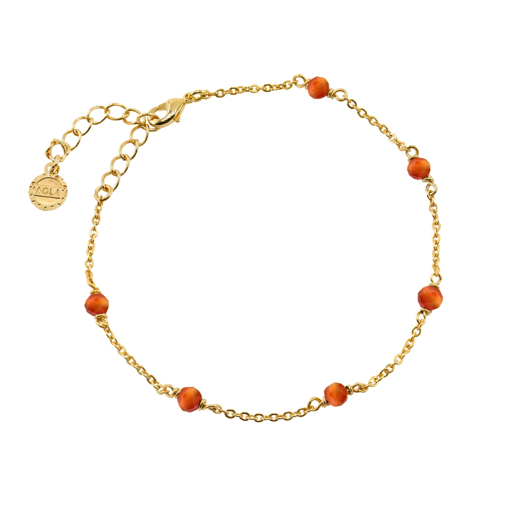 Bracelet ajustable doré pierre cornaline