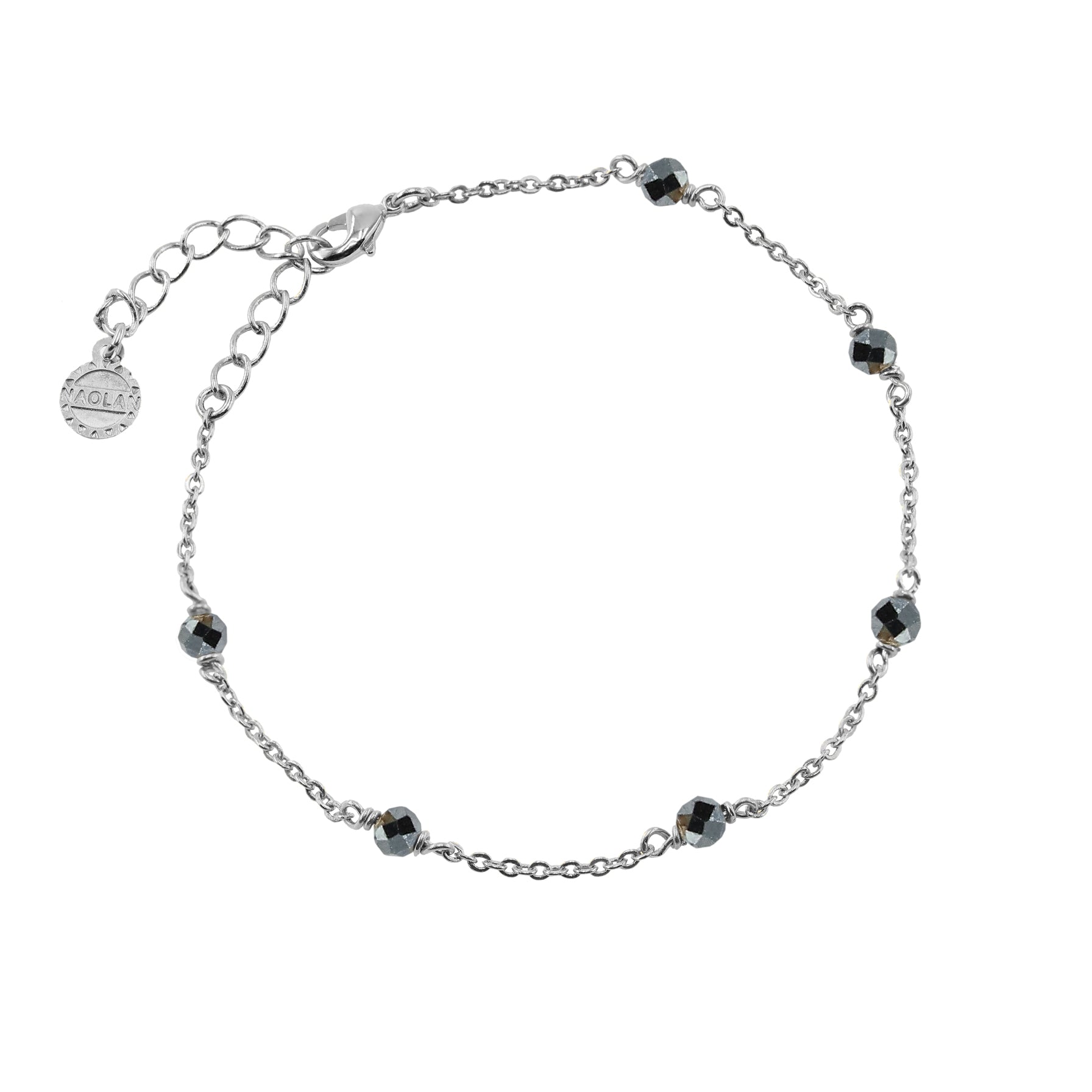 Bracelet ajustable argent pierre hematite