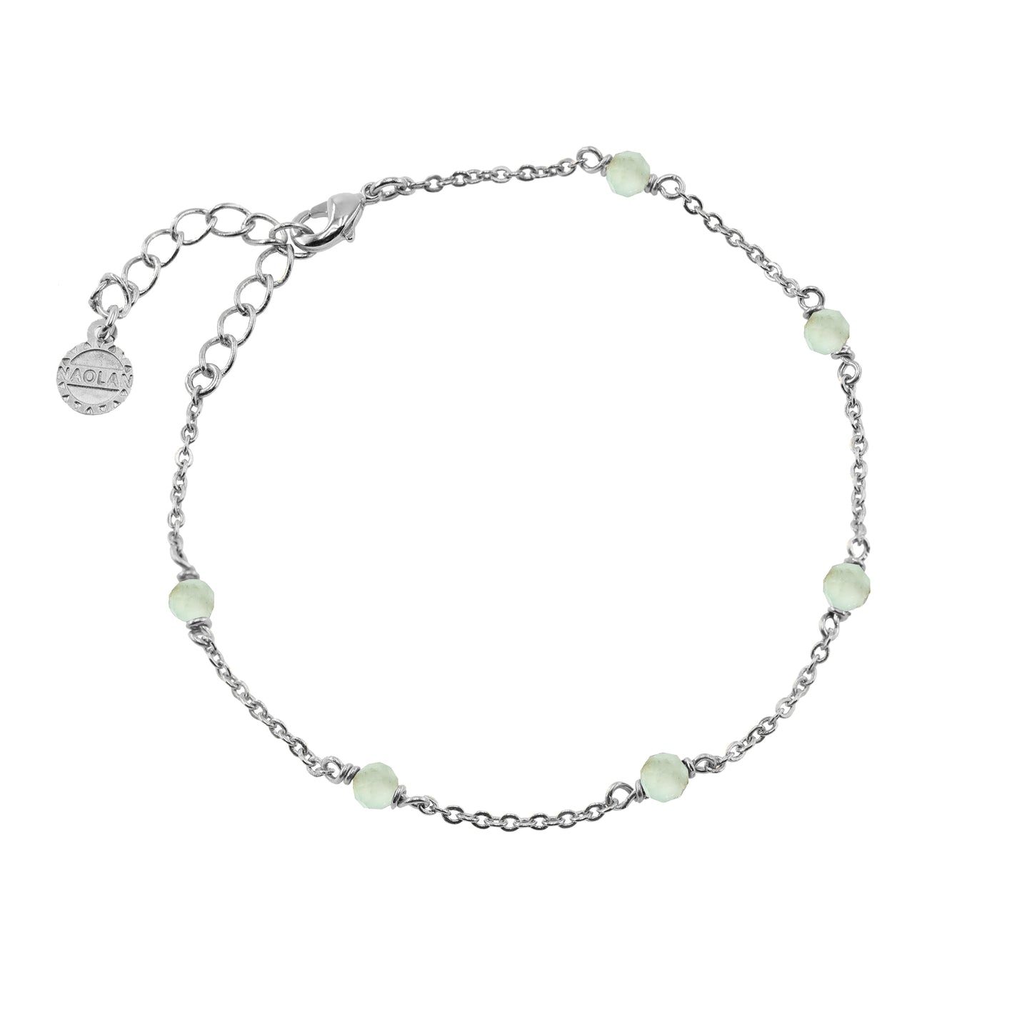 Bracelet ajustable argent pierre jades
