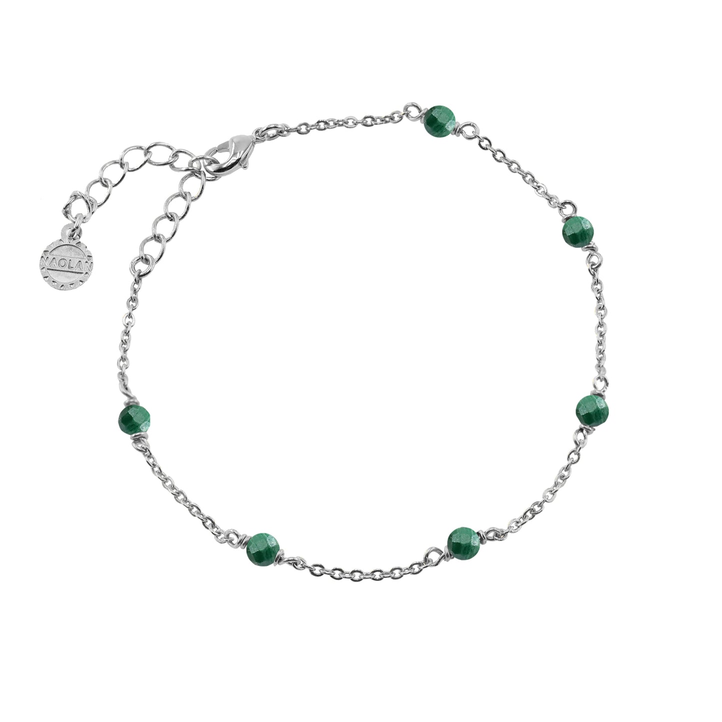 Bracelet ajustable argent pierre malachite