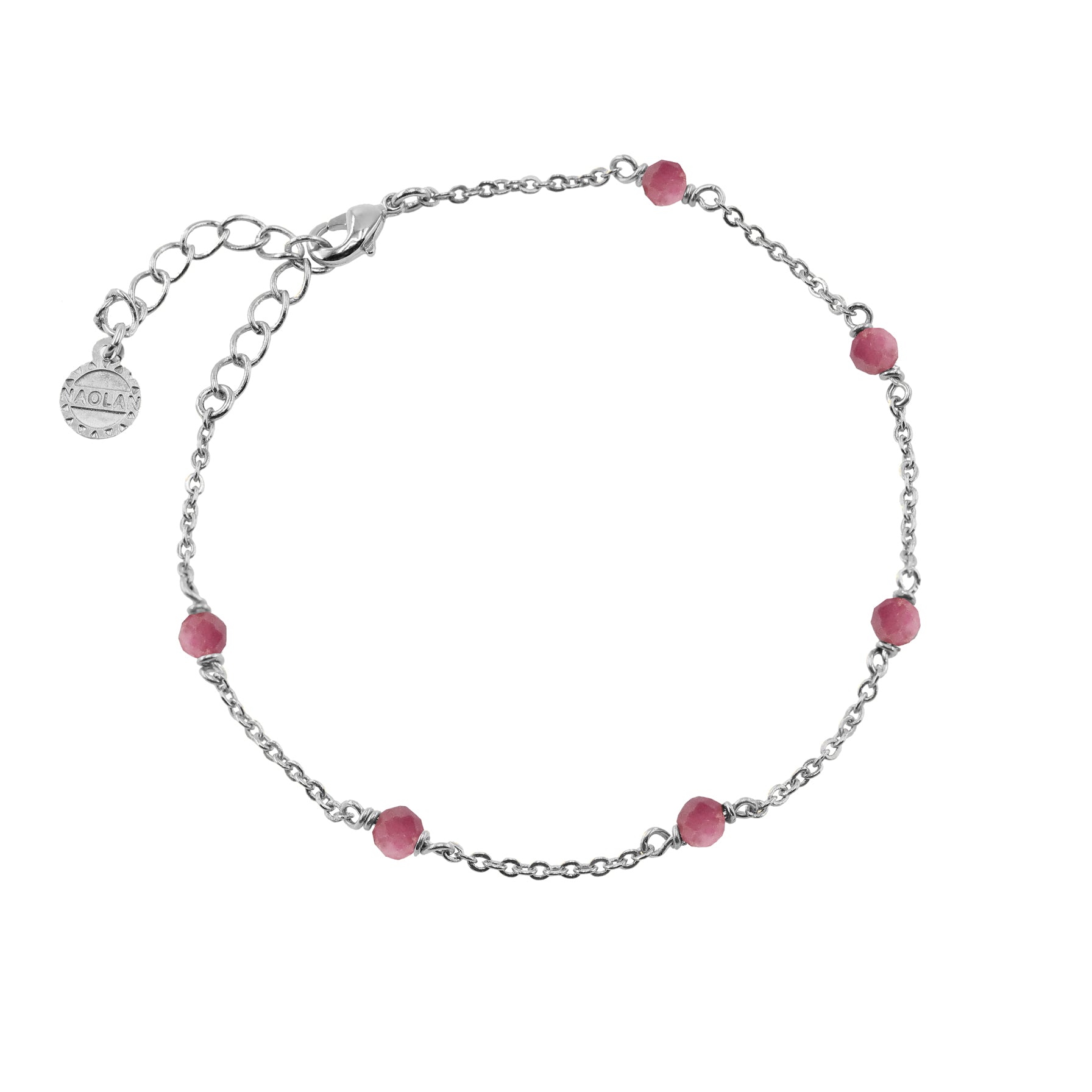Bracelet ajustable argent rubis rouge