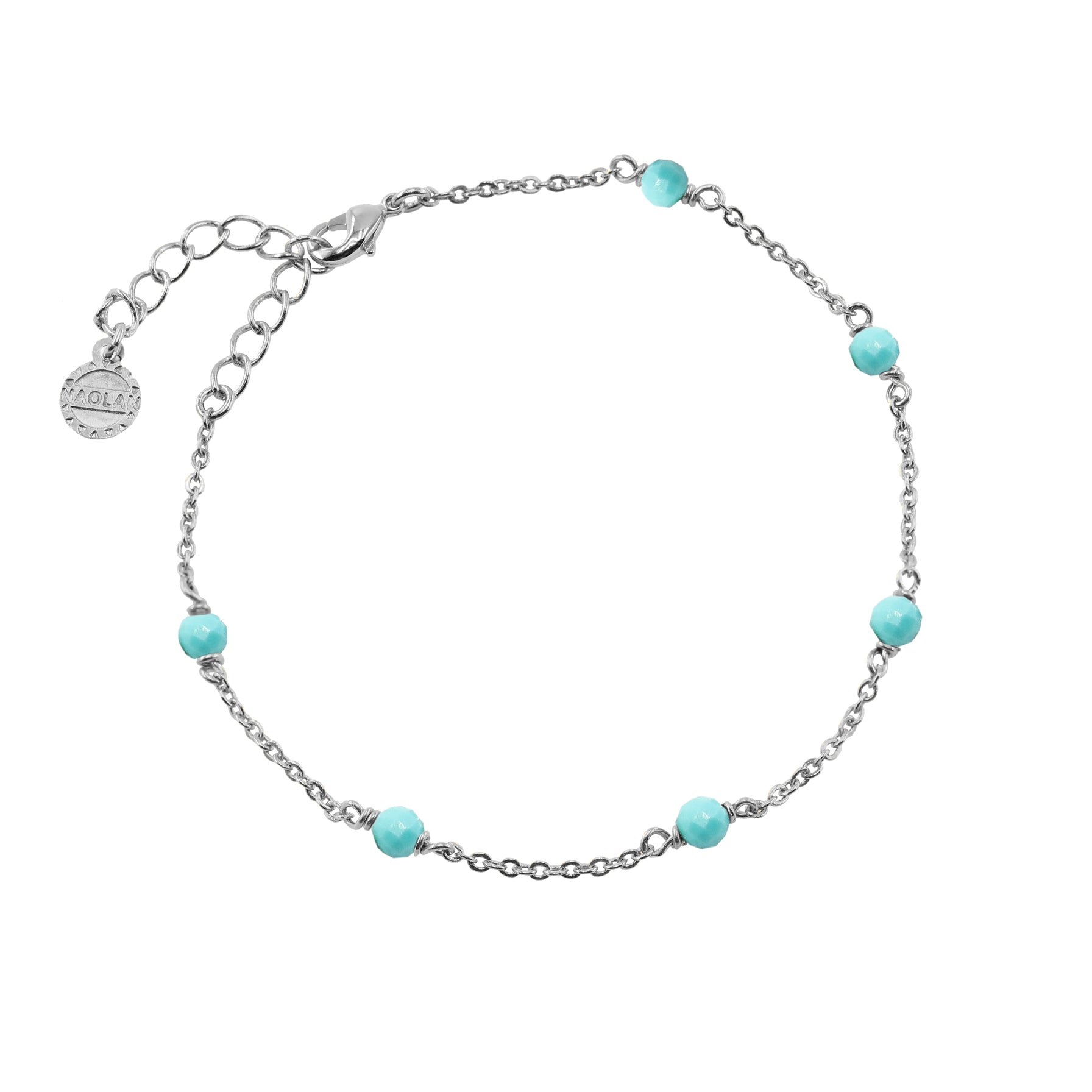 Bracelet ajustable argent pierre turquoise