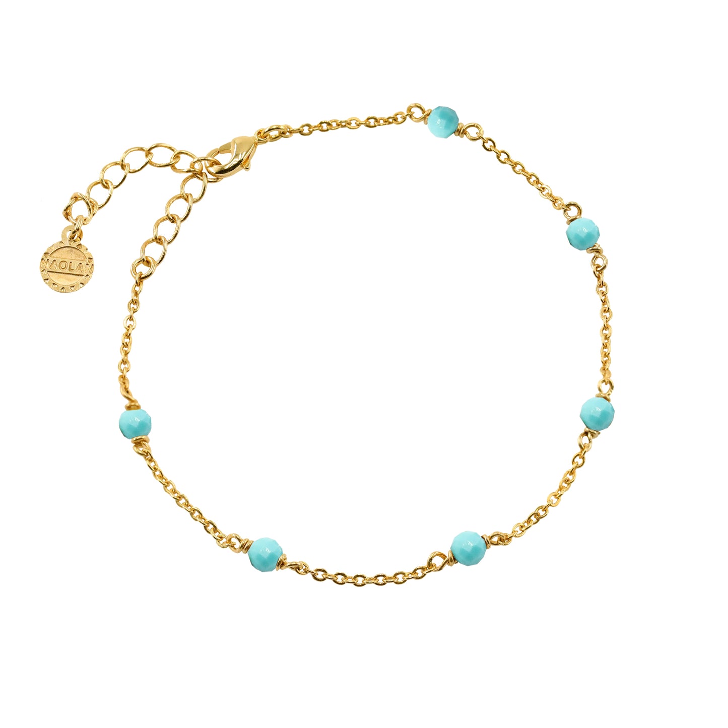 Bracelet ajustable doré pierre turquoise