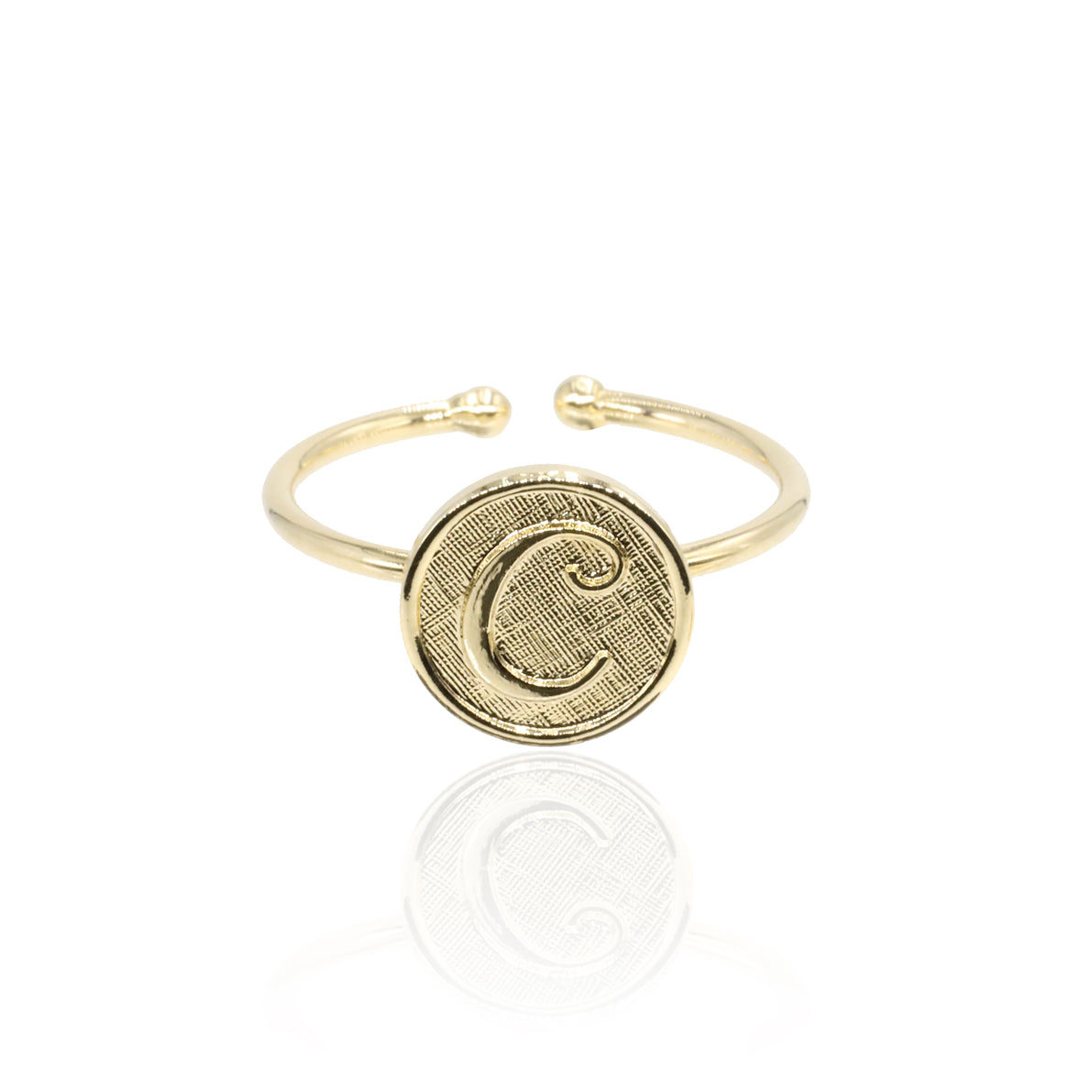 Bague initiale lettre C plaqué or