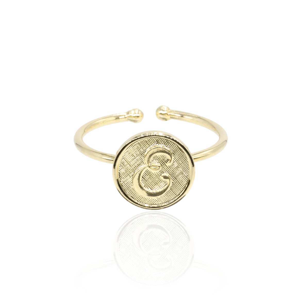 Bague initiale lettre E plaqué or
