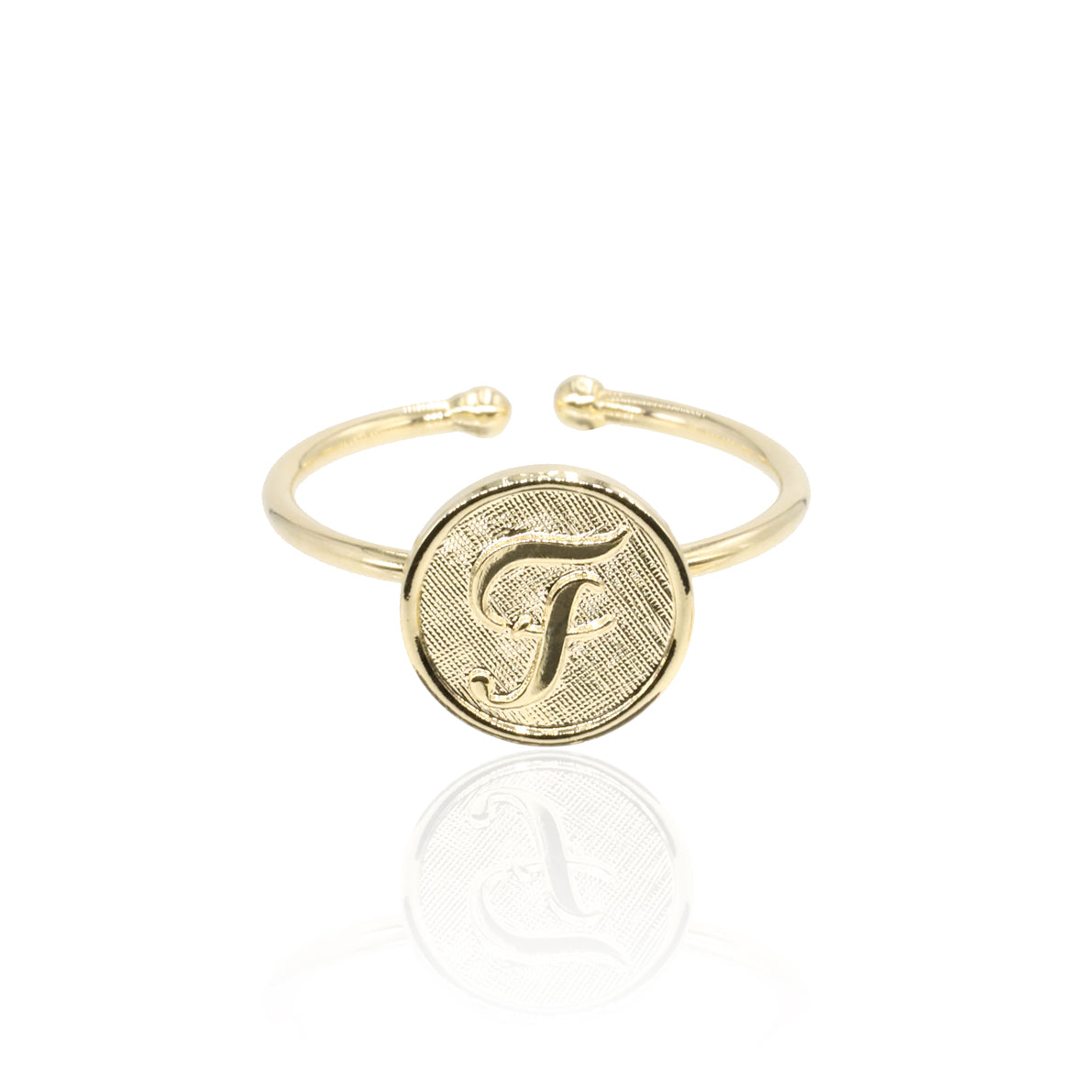 Bague initiale lettre F plaqué or