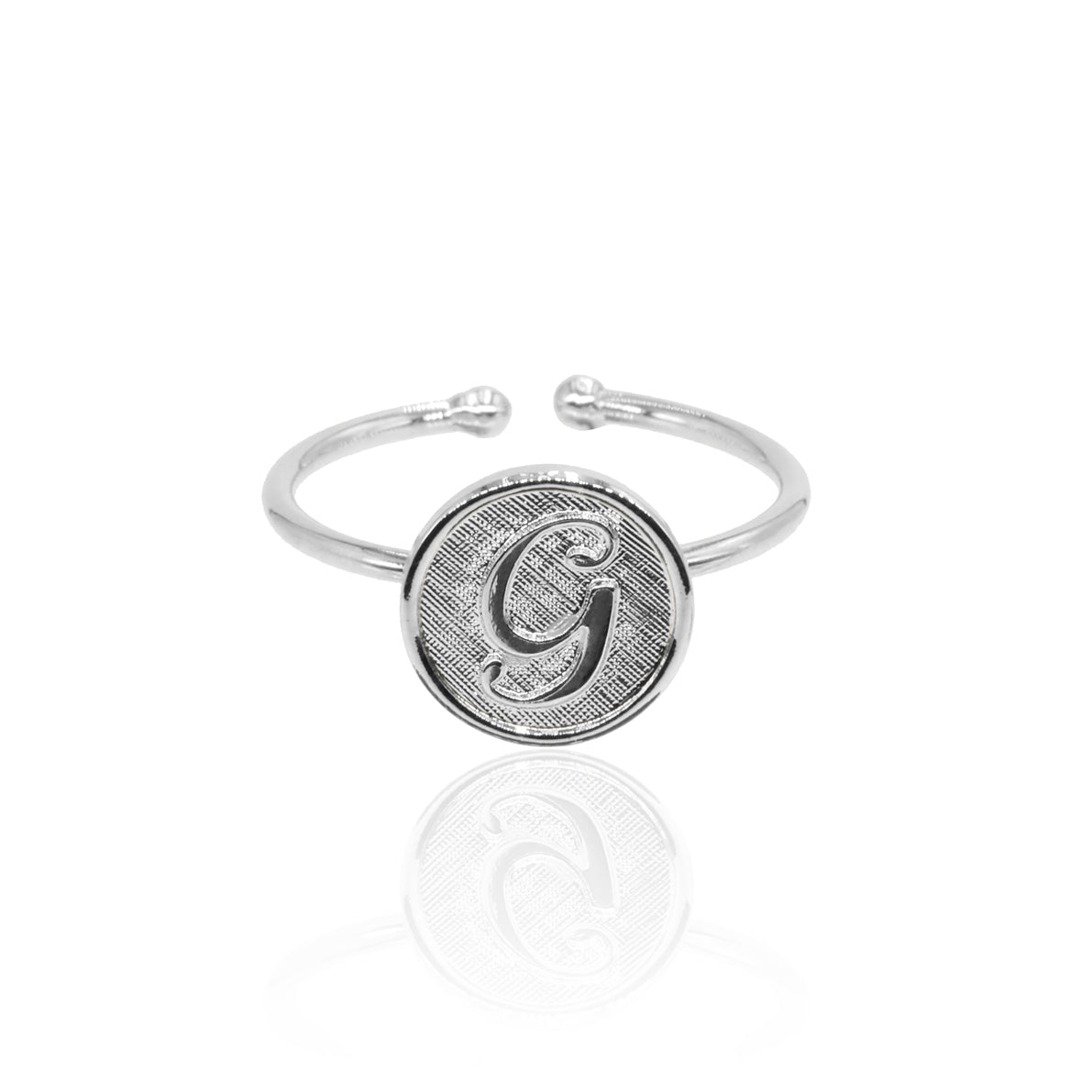 Bague initiale lettre G argent ajustable