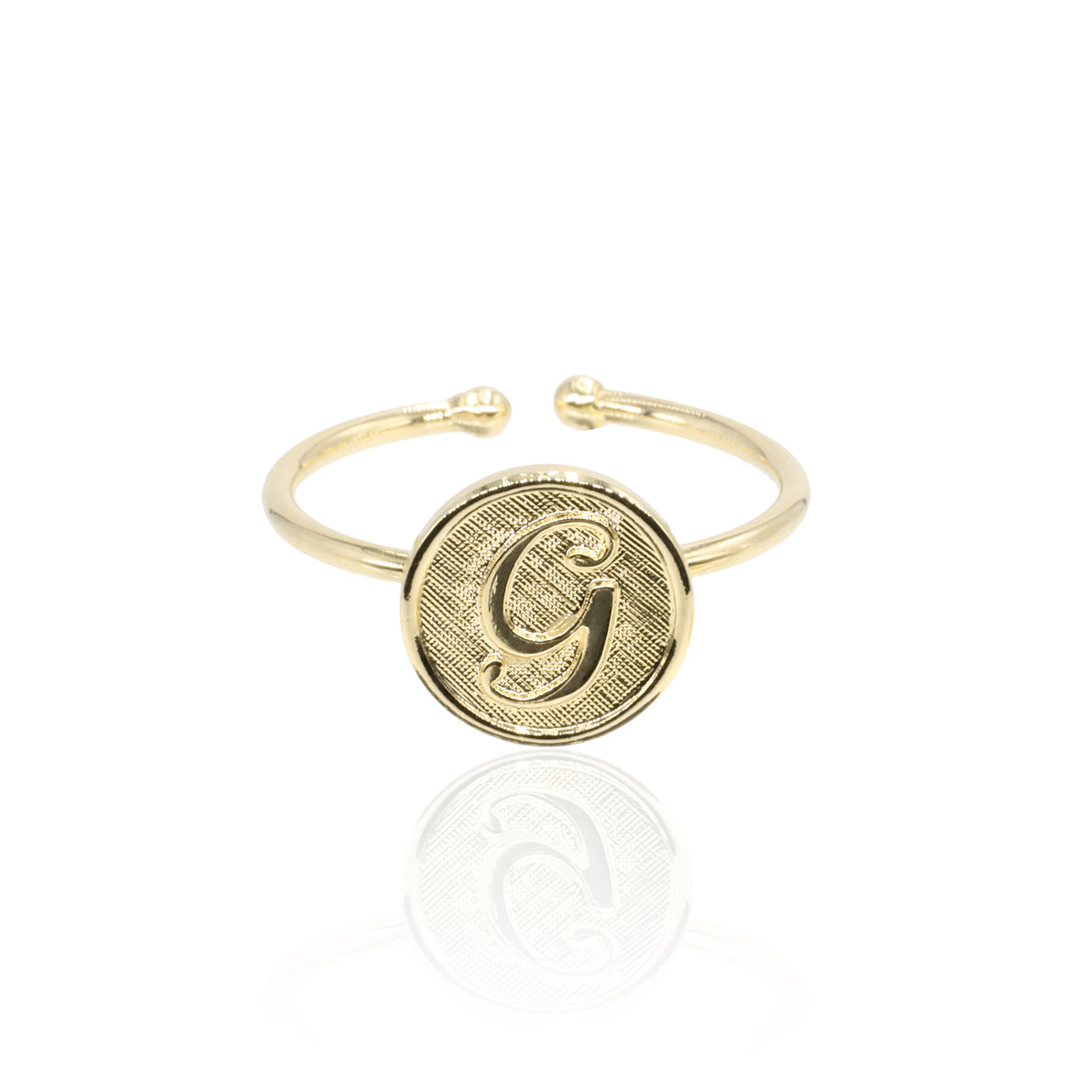 Bague initiale lettre G plaqué or