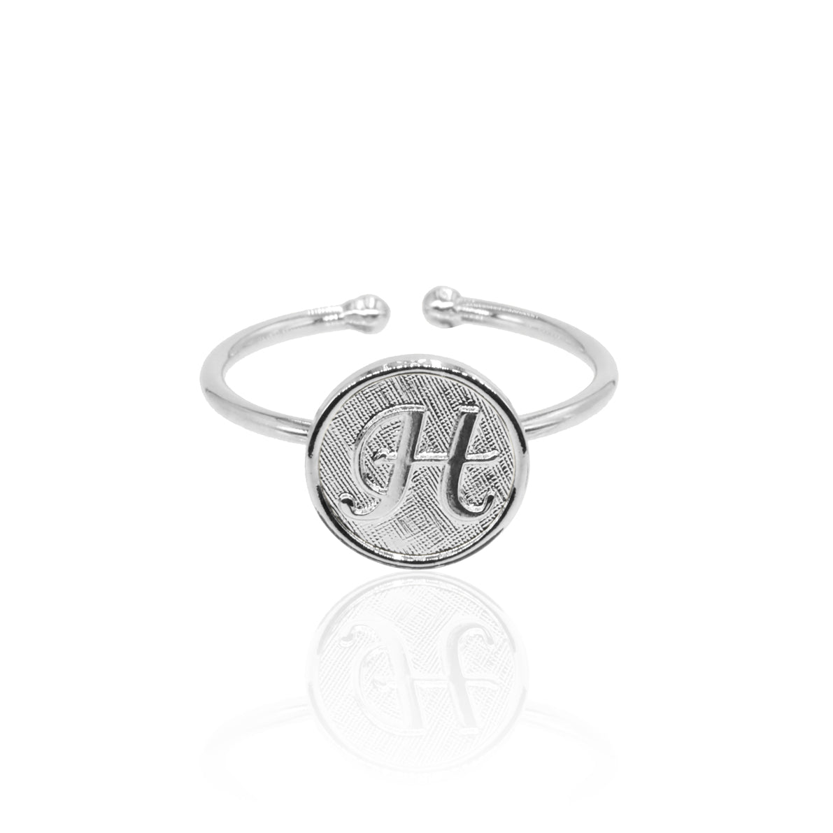 Bague initiale lettre H argent ajustable