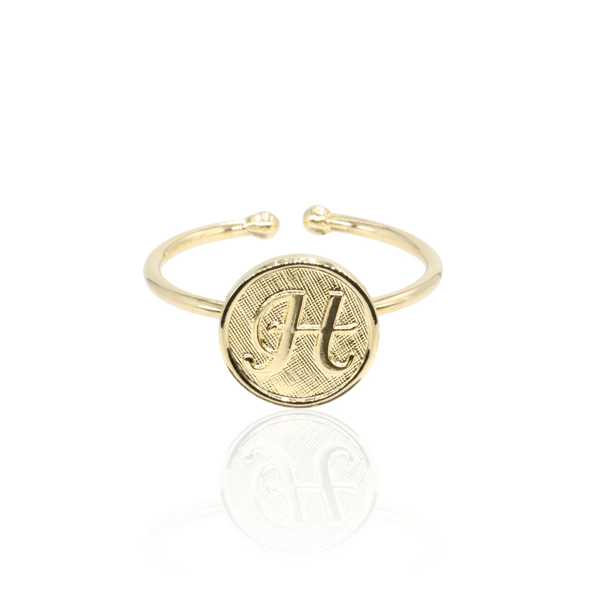 Bague initiale lettre H plaqué or