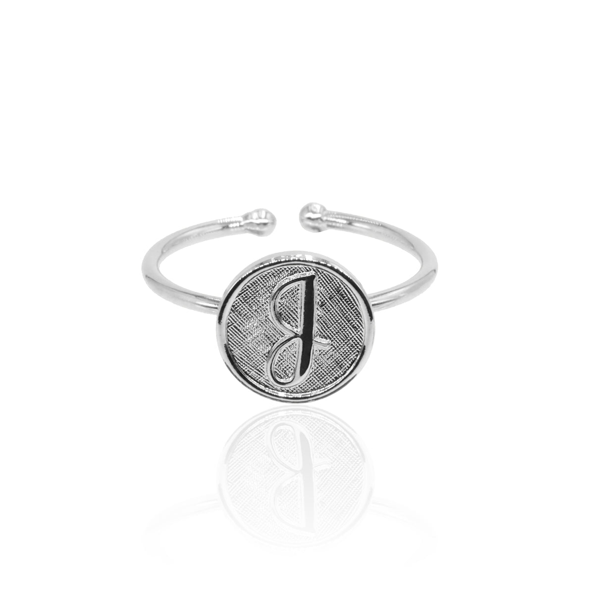 Bague initiale lettre J argent ajustable