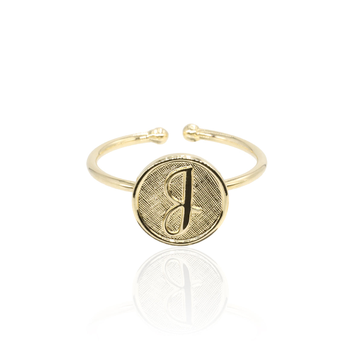 Bague initiale lettre J plaqué or