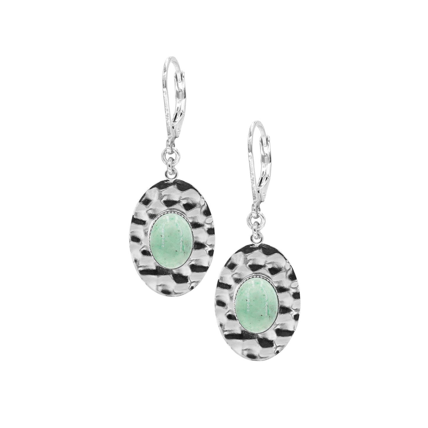 boucles martelées argent pierre jadéite