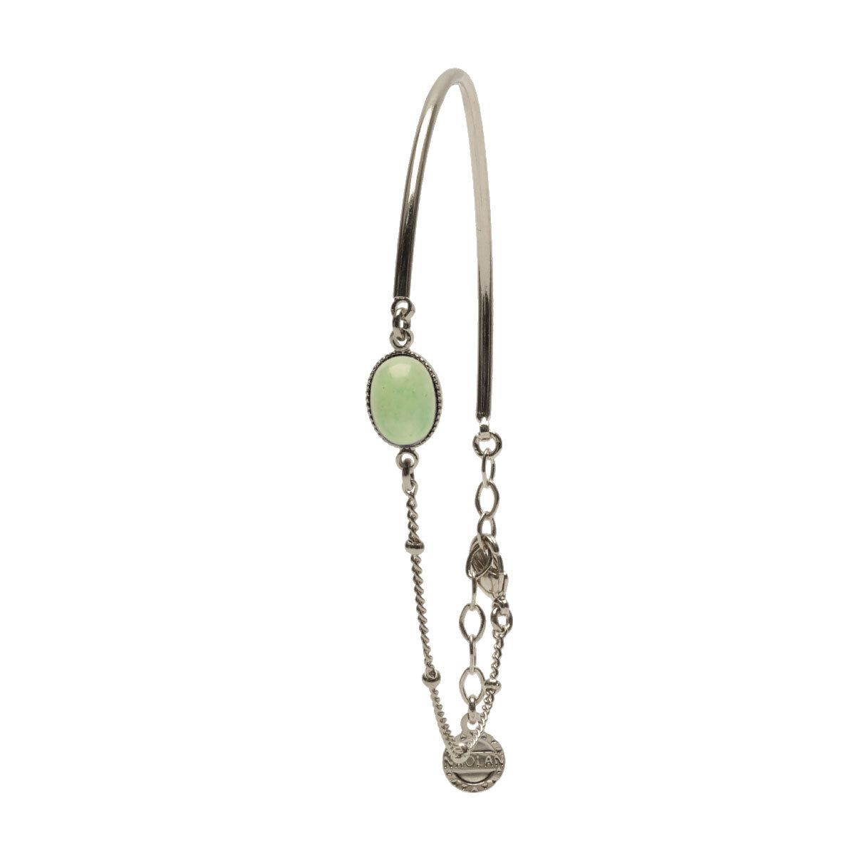 Mi chaine-mi jonc ajustable argent pierre jadeite