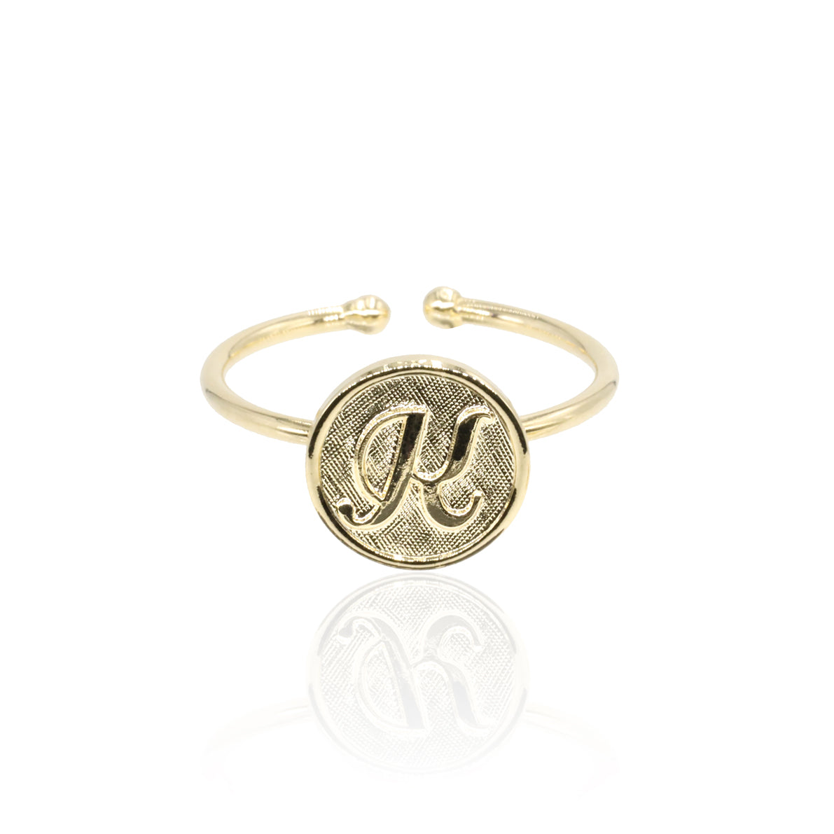 Bague initiale lettre K plaqué or