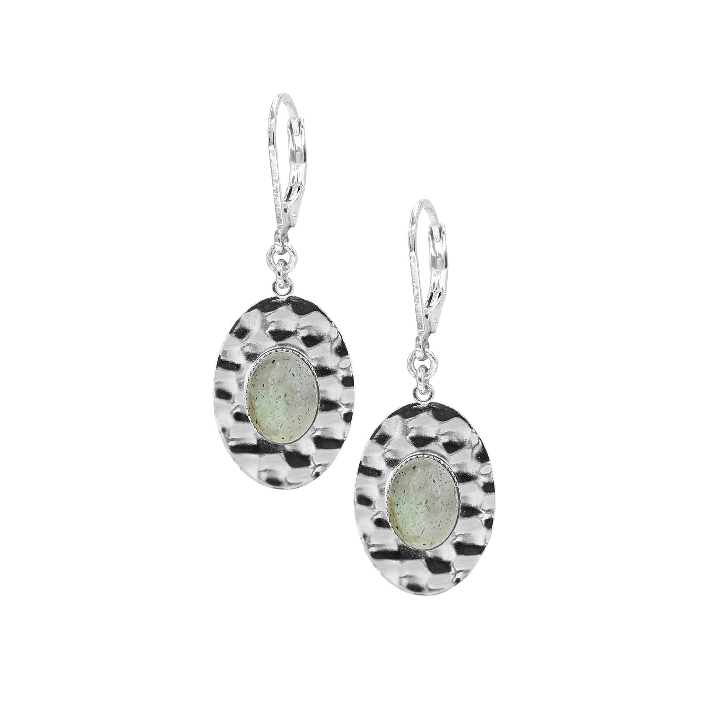 boucles martelées argent pierre labradorite