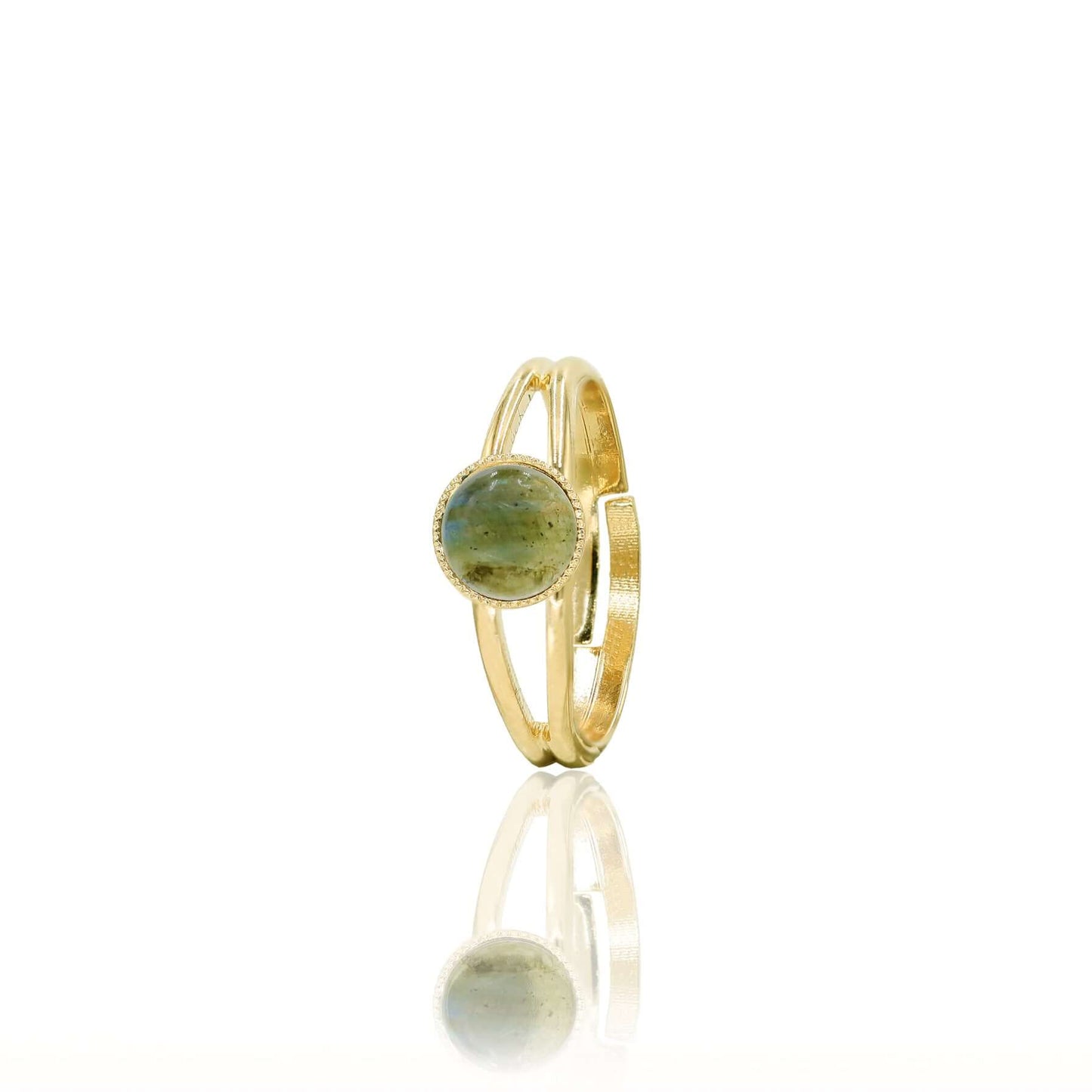 Bague ajustable LABRADORITE doré