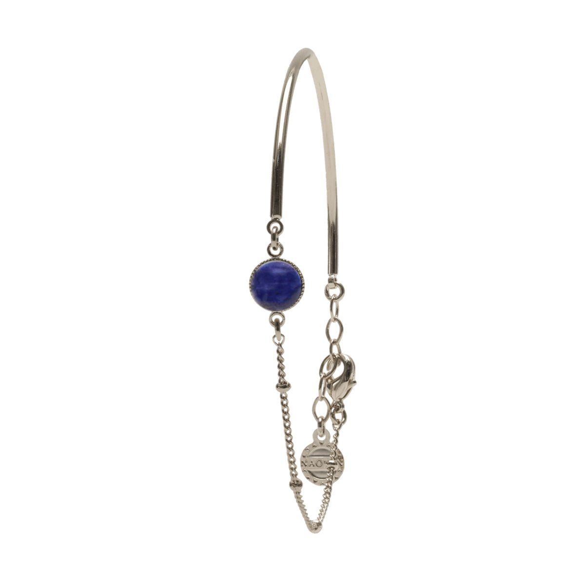 Mi chaine-mi jonc argent pierre lapis lazuli