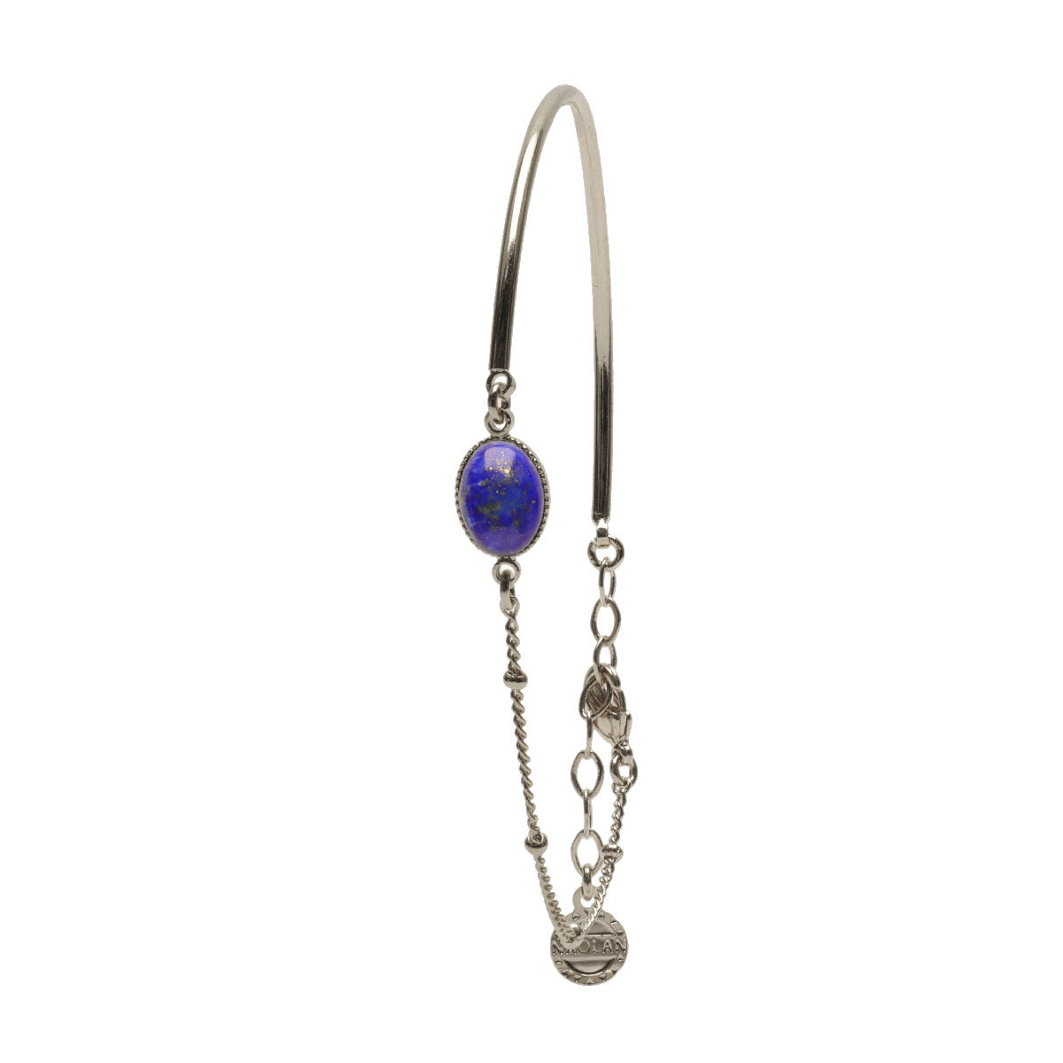 Mi chaine-mi jonc ajustable argent pierre lapis-lazuli