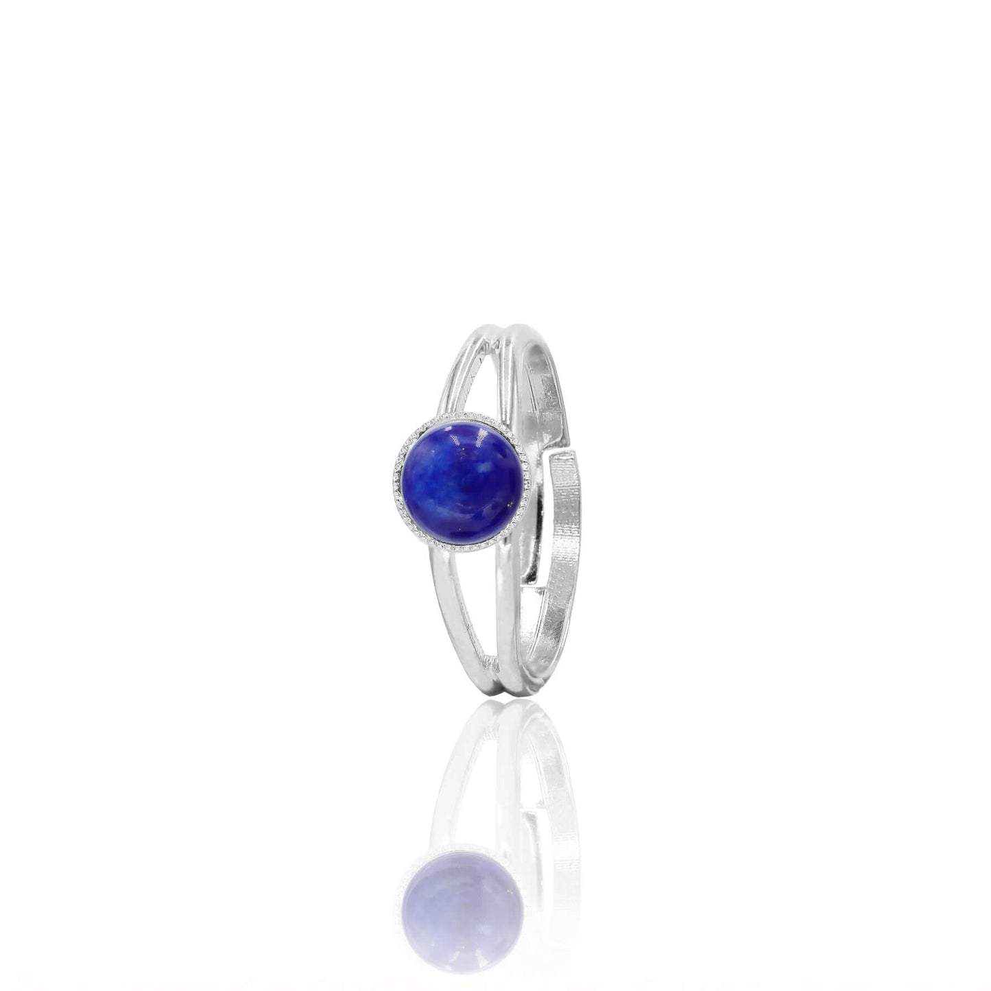 bague ajustable lapis-lazuli argenté