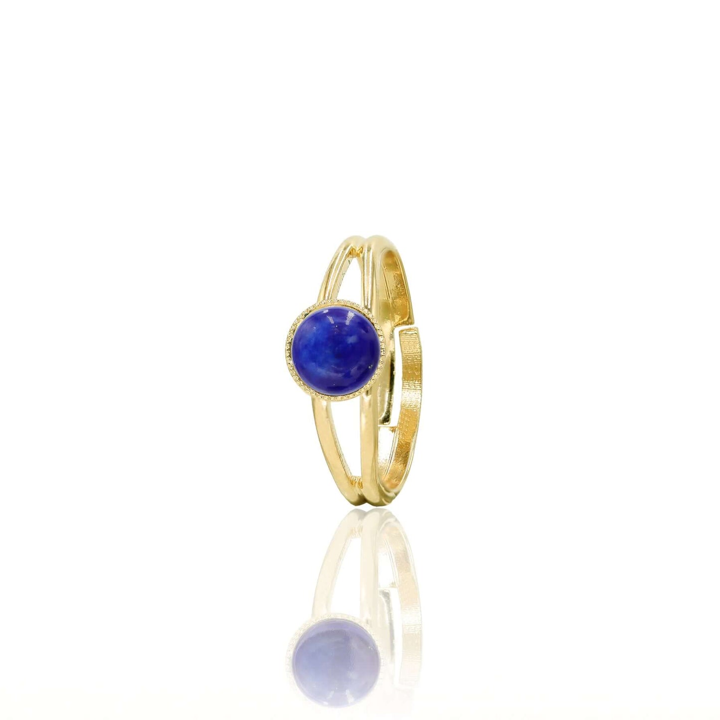 bague ajustable lapis-lazuli doré
