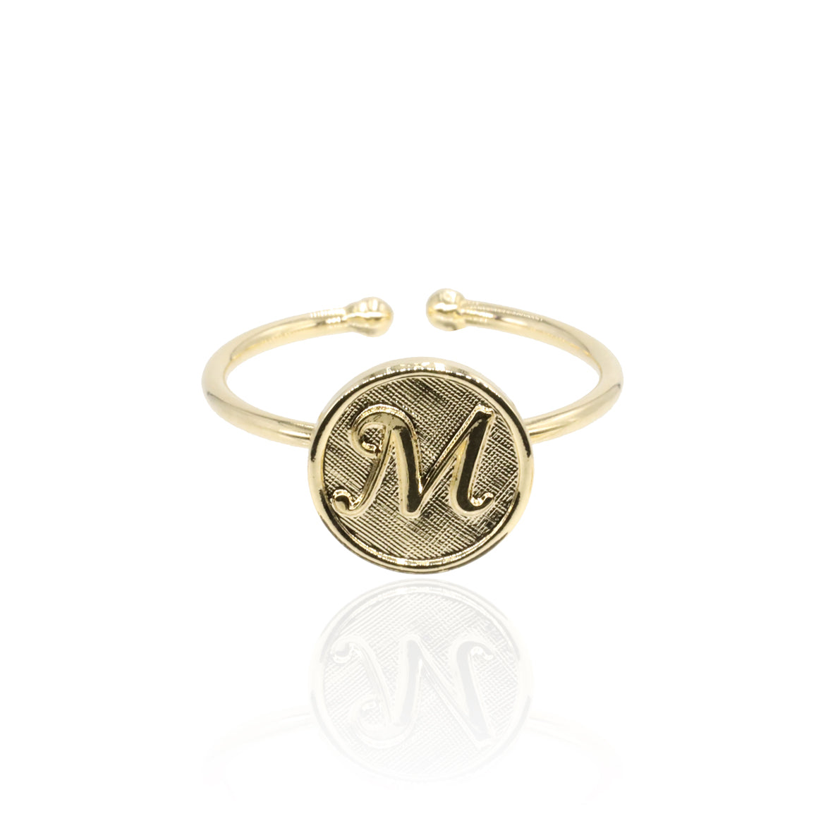 Bague initiale lettre M plaqué or