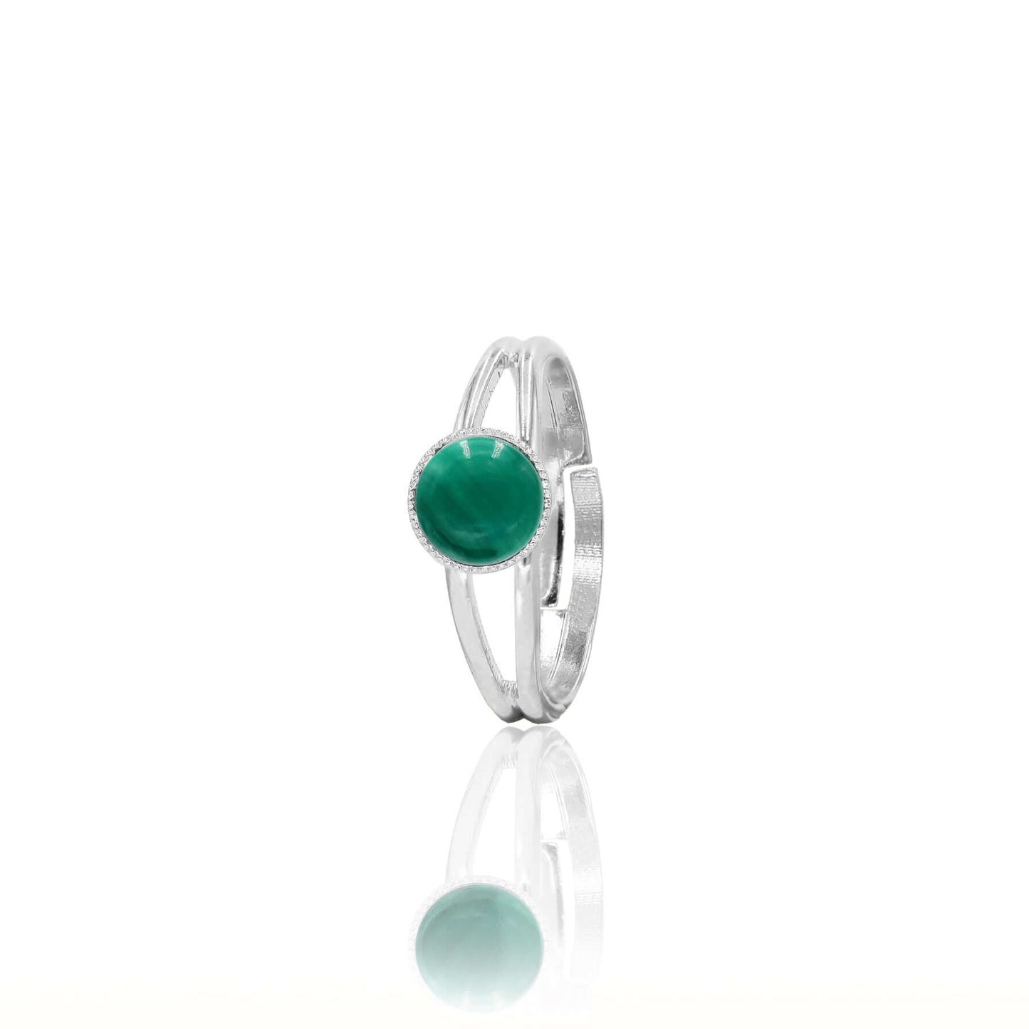 bague ajustable malachite argent