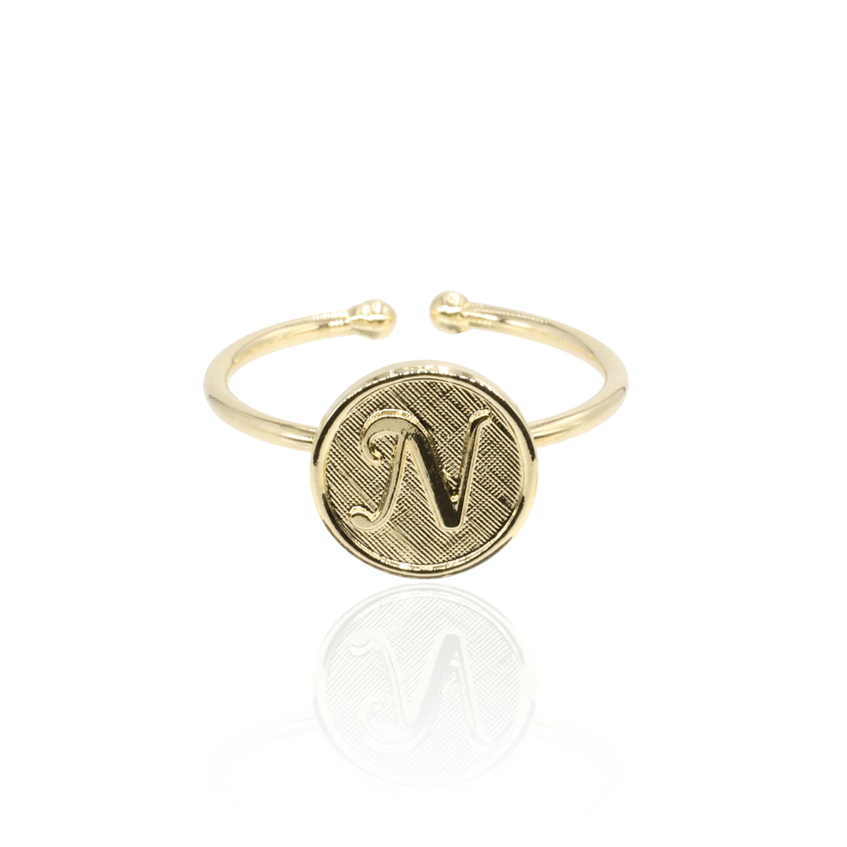 Bague initiale lettre N plaqué or