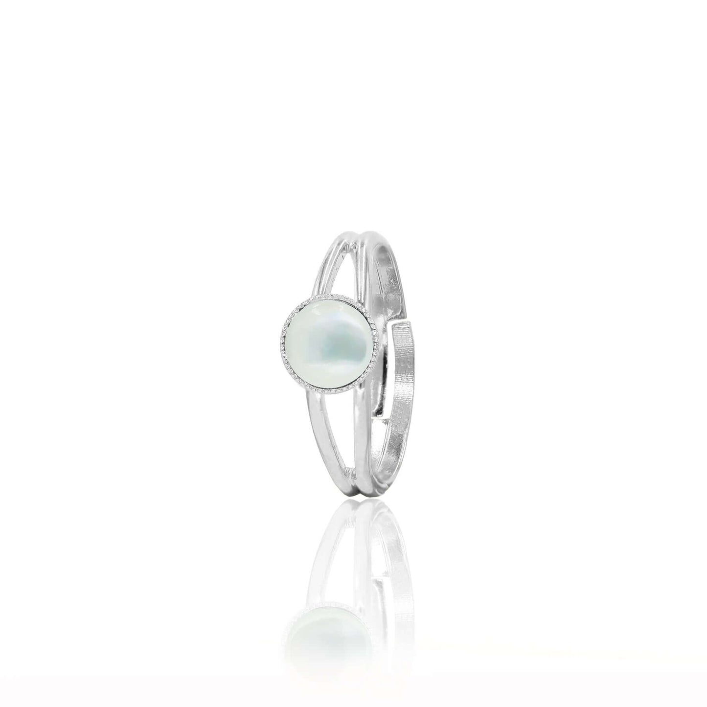 bague ajustable nacre blanche argent