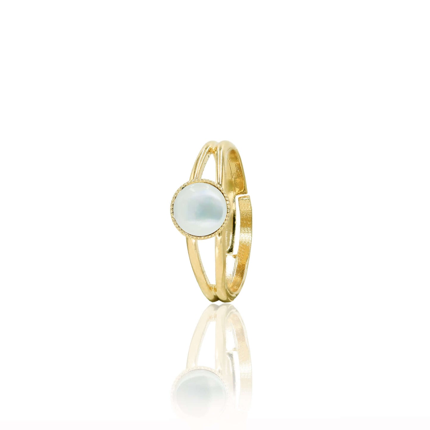 bague ajustable nacre blanche doré