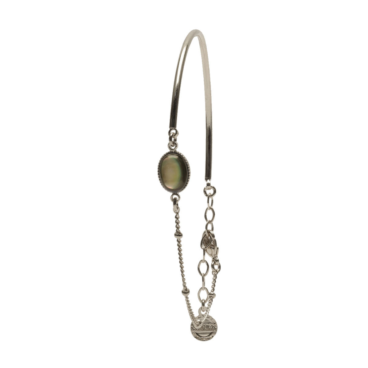 Mi chaine-mi jonc ajustable argent nacre grise