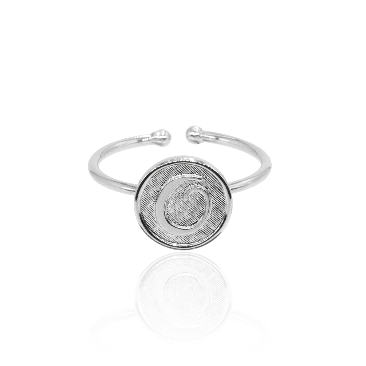 Bague initiale lettre O ajustable argenté