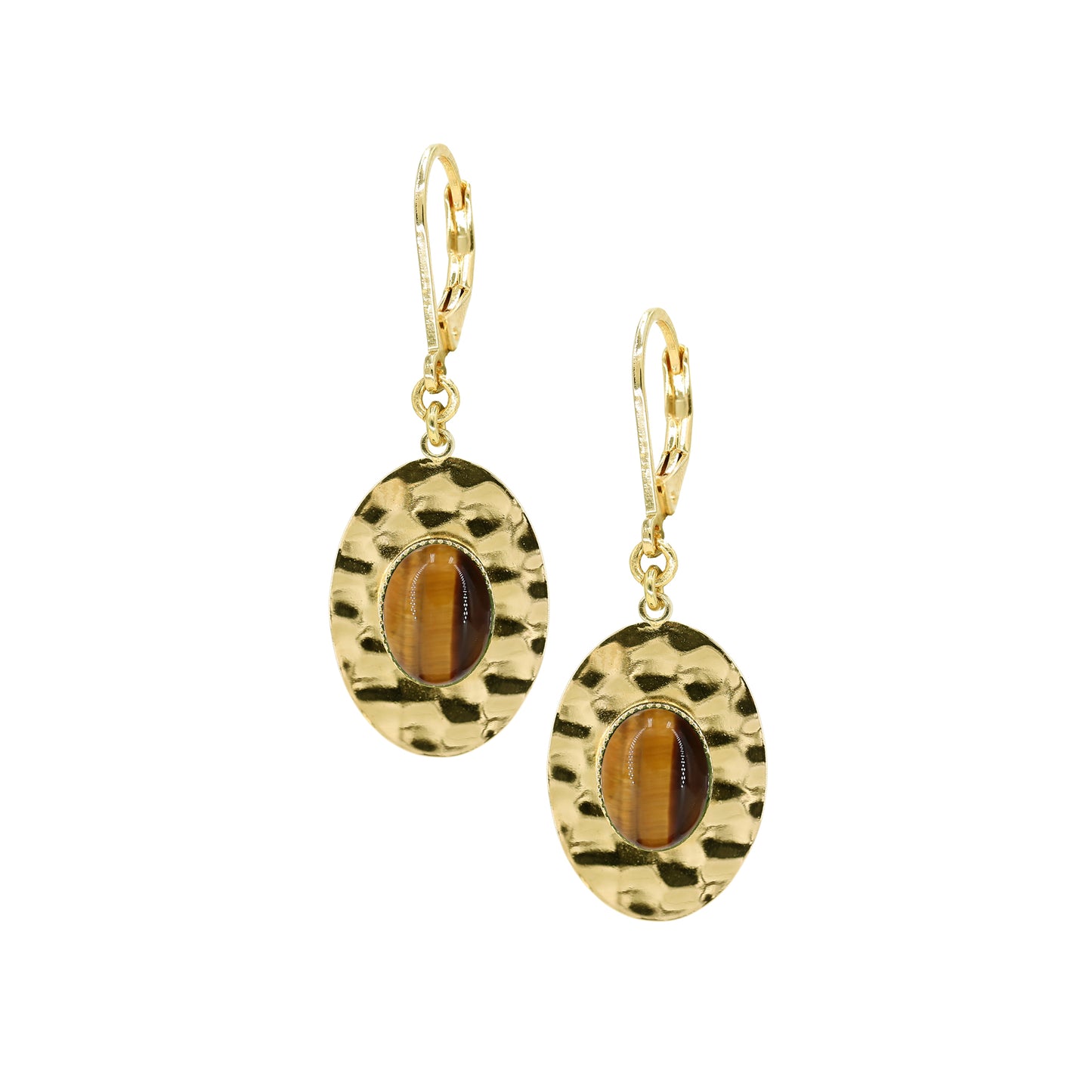 boucles martelées doré oeil de tigre