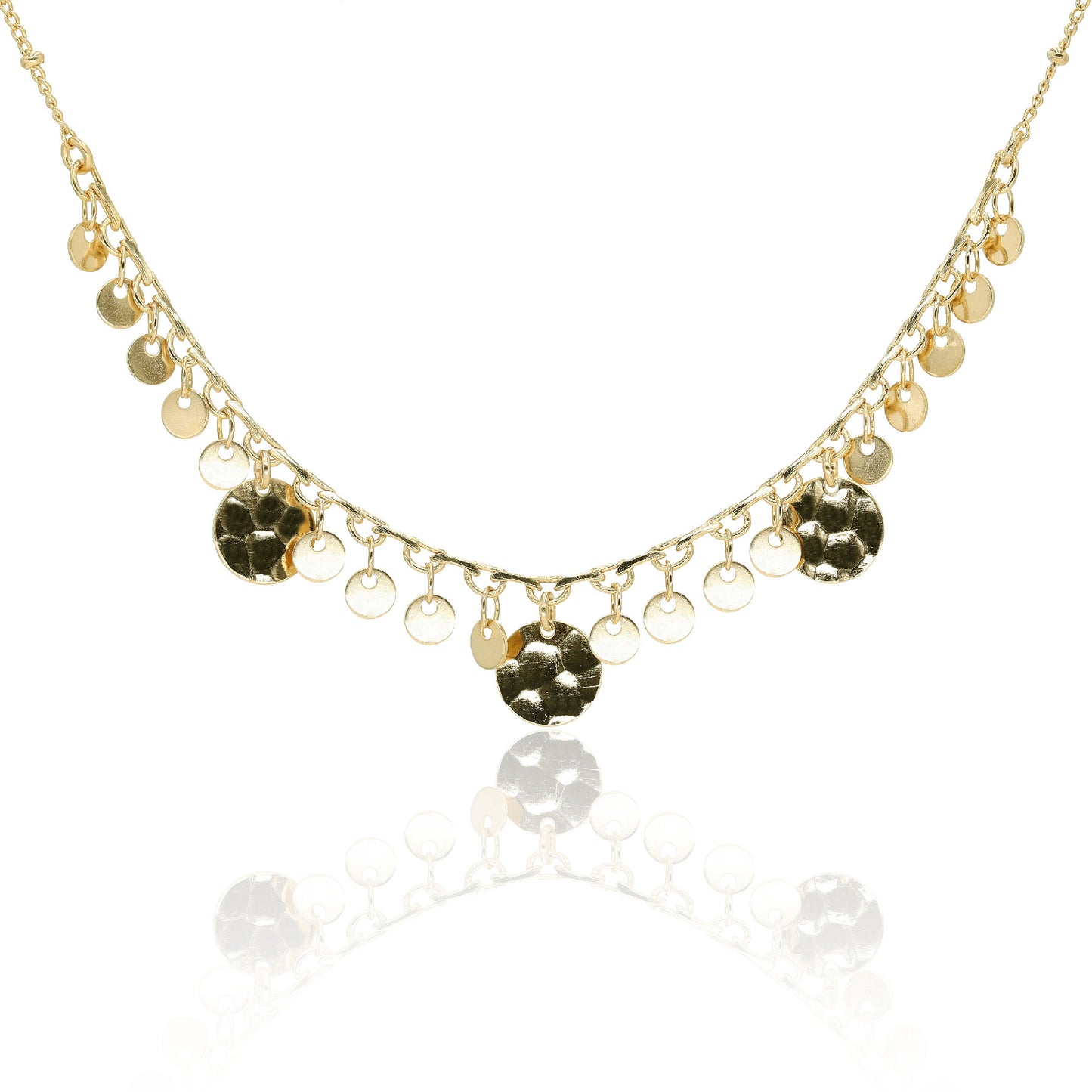 Collier chaine fine pampilles martelée Paloma