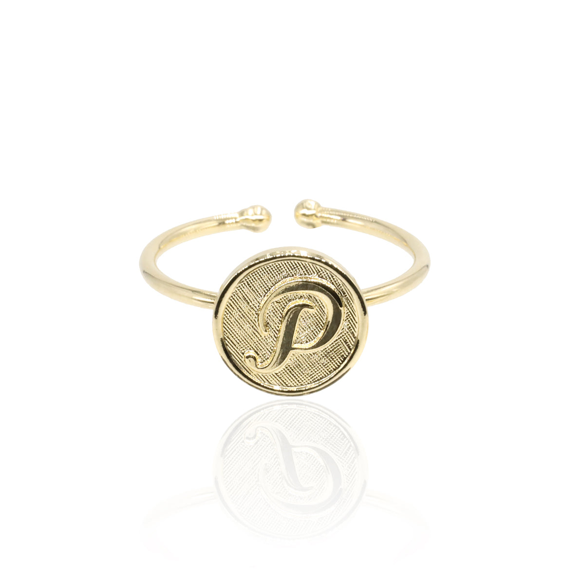 Bague initiale lettre P plaqué or