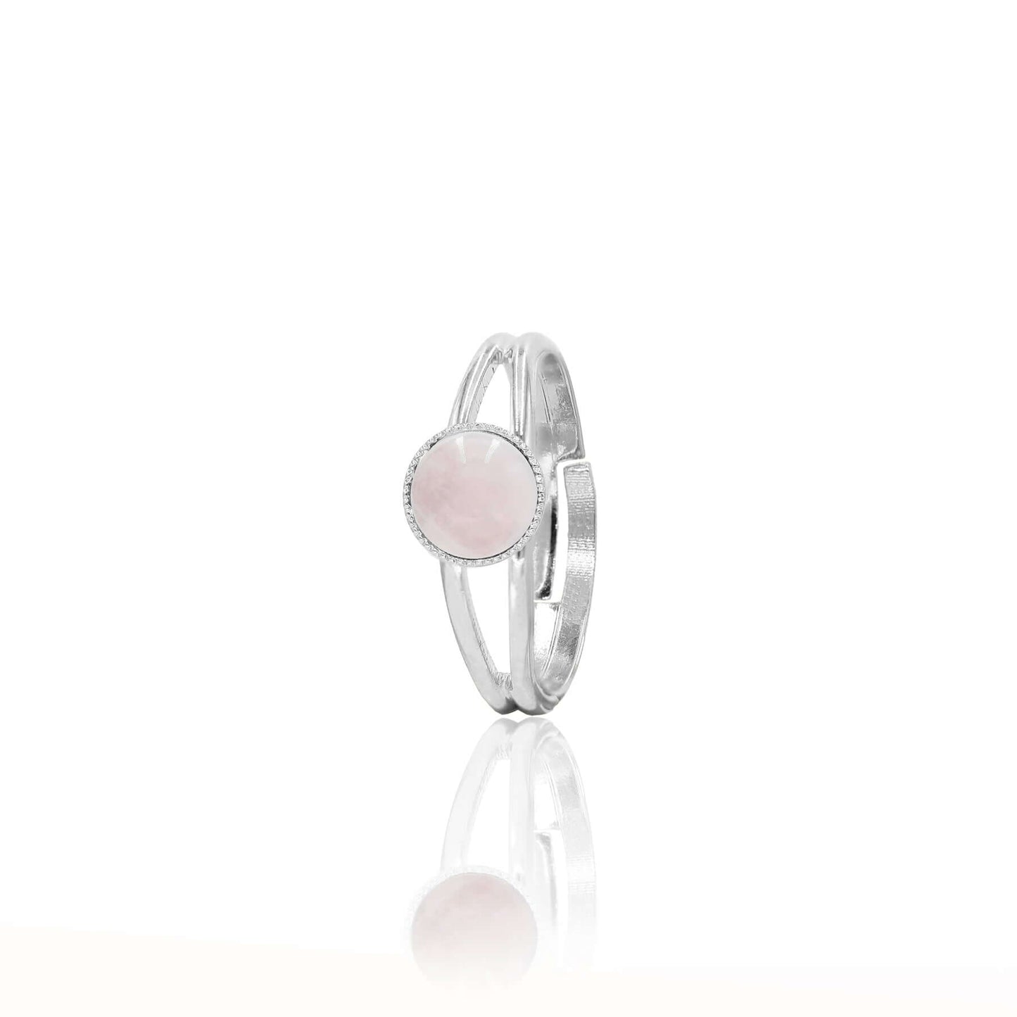 bague ajustable quartz rose argent