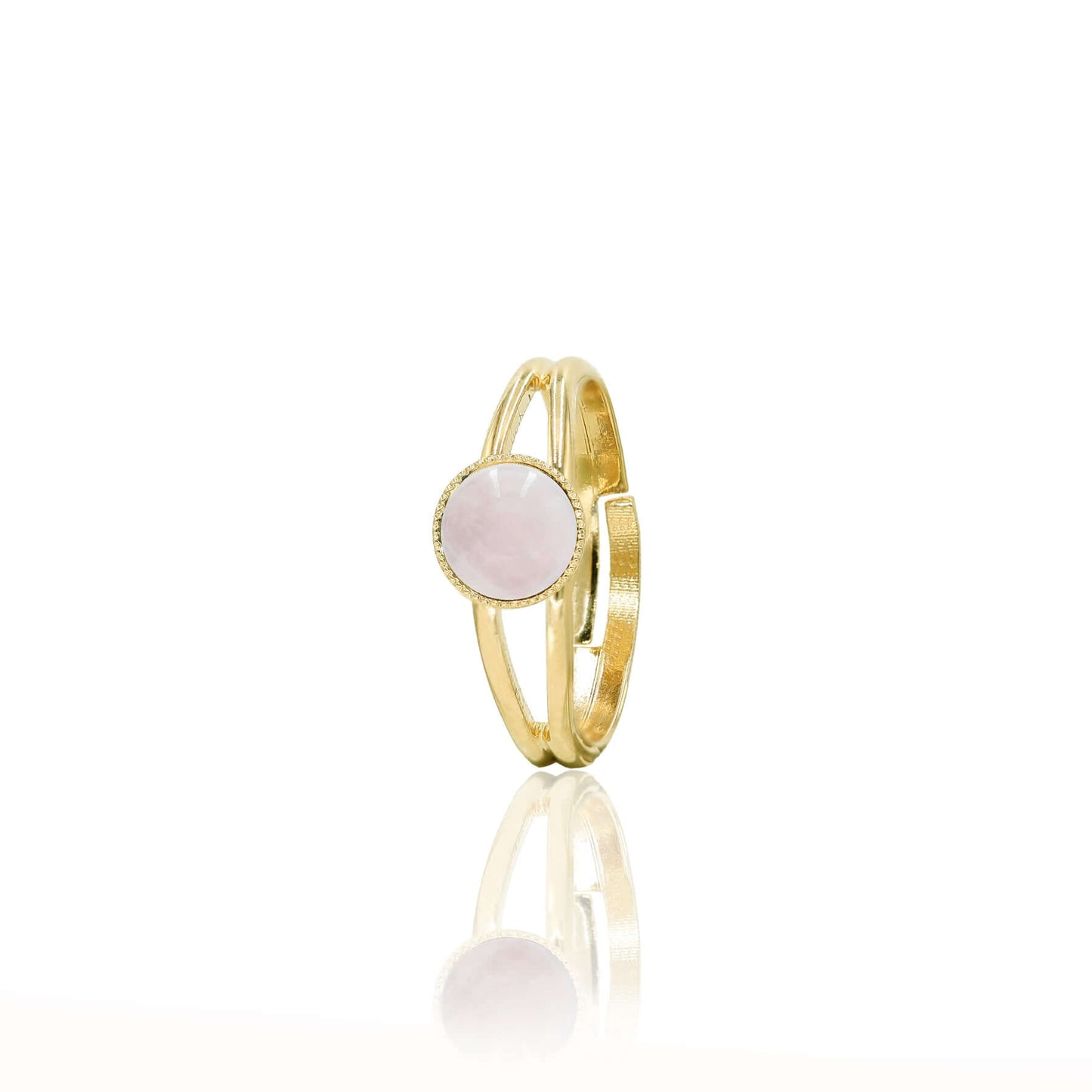 bague ajustable quartz rose doré
